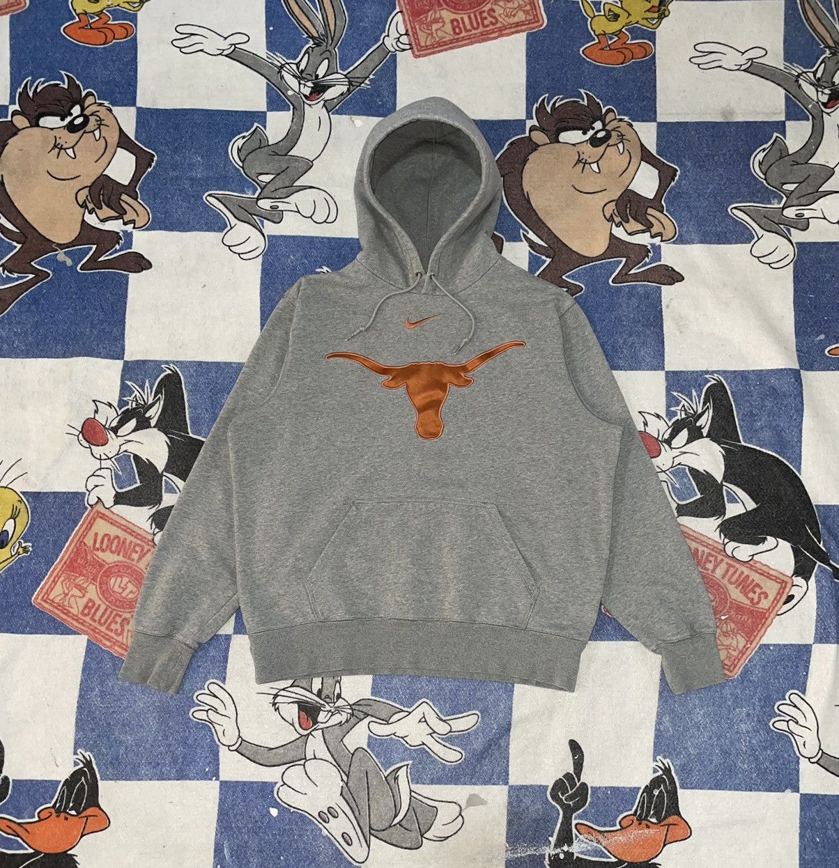 image of American College x Nike Texas Longhorns Nike Center Swoosh Hoodie in Grey, Men's (Size XL)