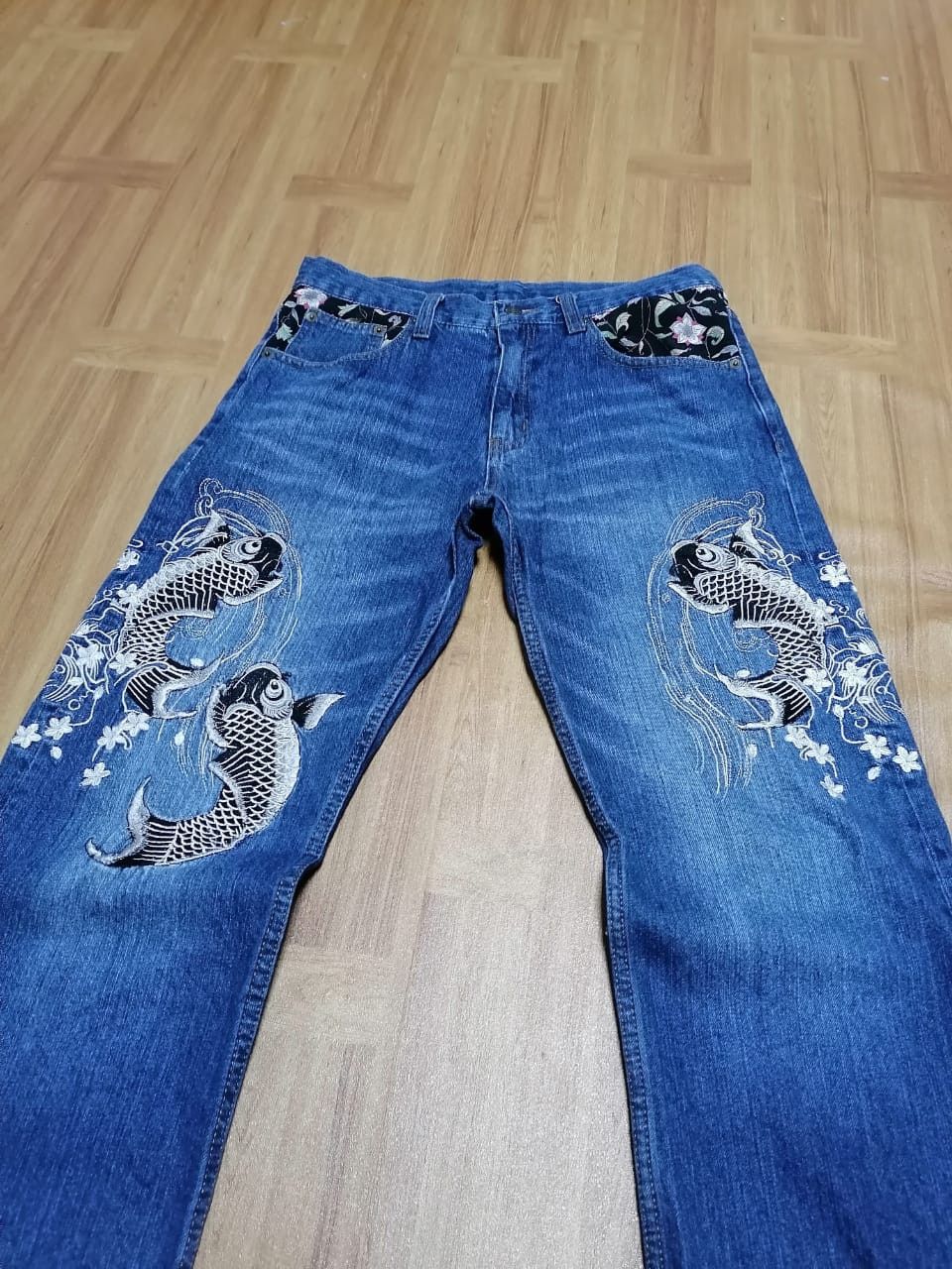 Japanese Brand Koi Embroidered Denim Jeans Size US 32 / EU 48 - 1 Thumbnail
