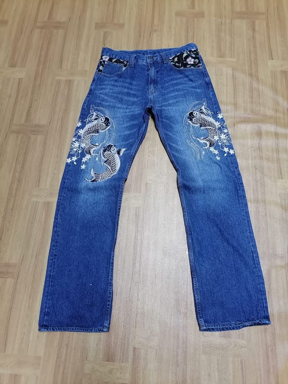 Japanese Brand Koi Embroidered Denim Jeans Size US 32 / EU 48 - 2 Thumbnail