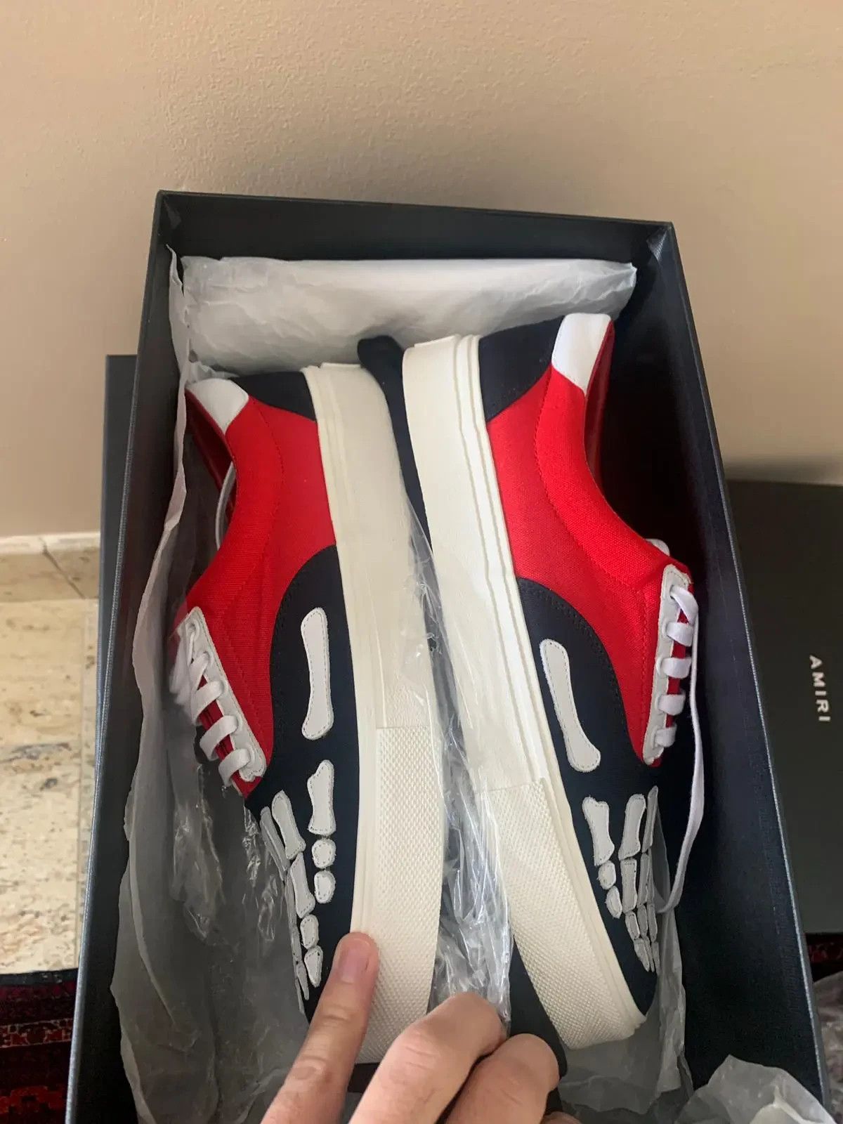 Amiri Low Top Skeleton Sneaker in Black & Red Size US 10 / EU 43 - 6 Thumbnail