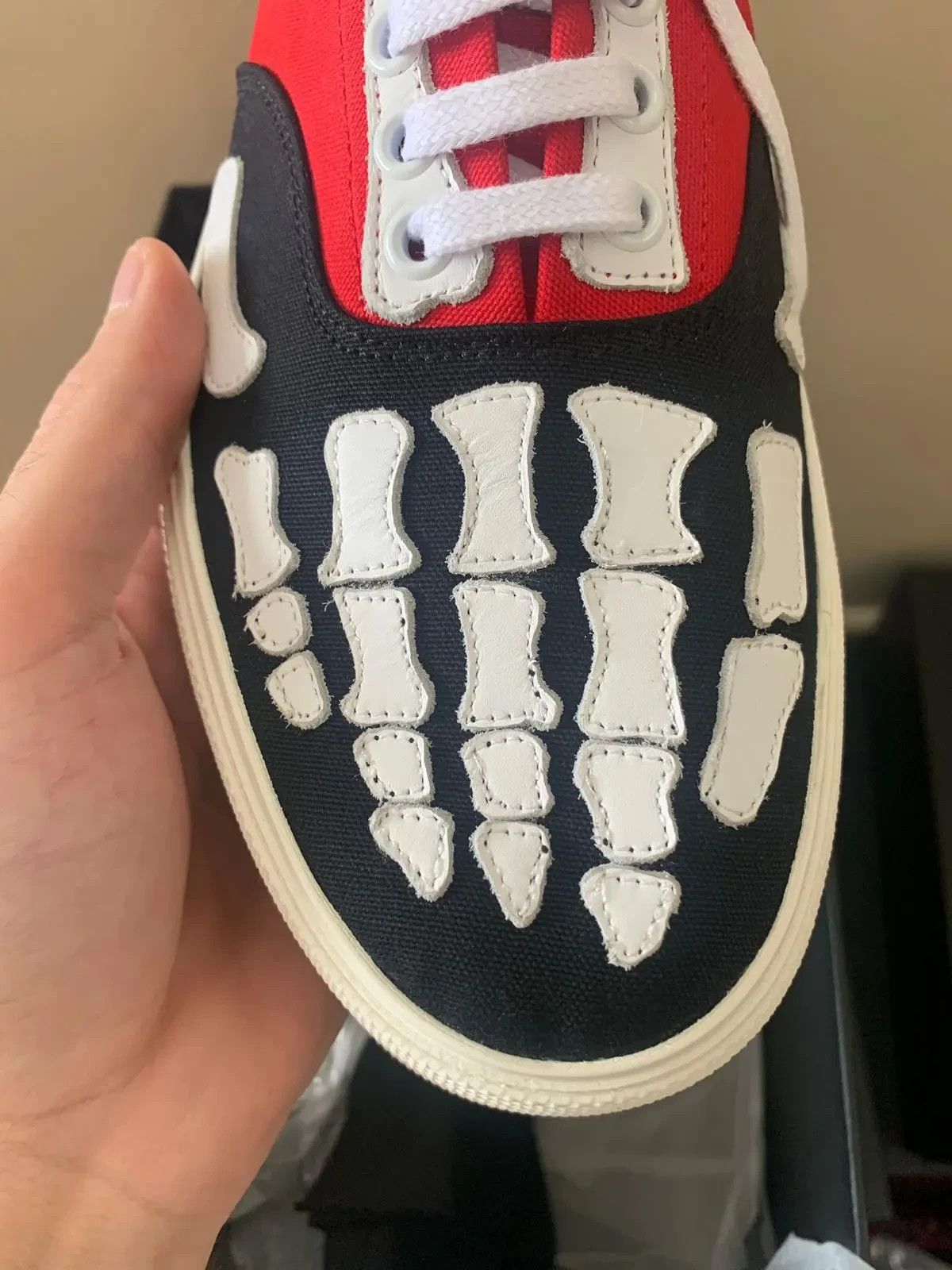 Amiri Low Top Skeleton Sneaker in Black & Red Size US 10 / EU 43 - 9 Thumbnail