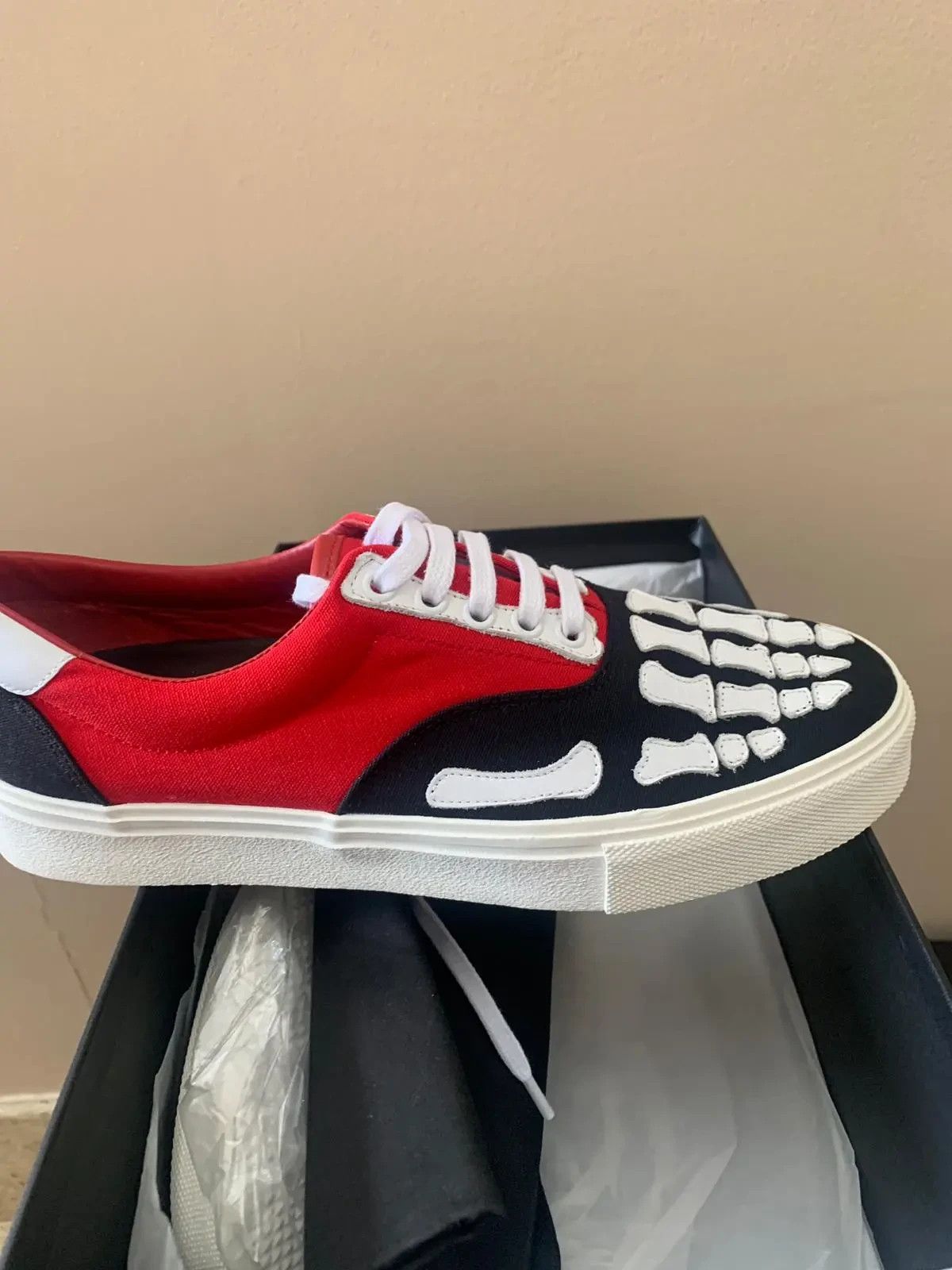 Amiri Low Top Skeleton Sneaker in Black & Red Size US 10 / EU 43 - 3 Thumbnail