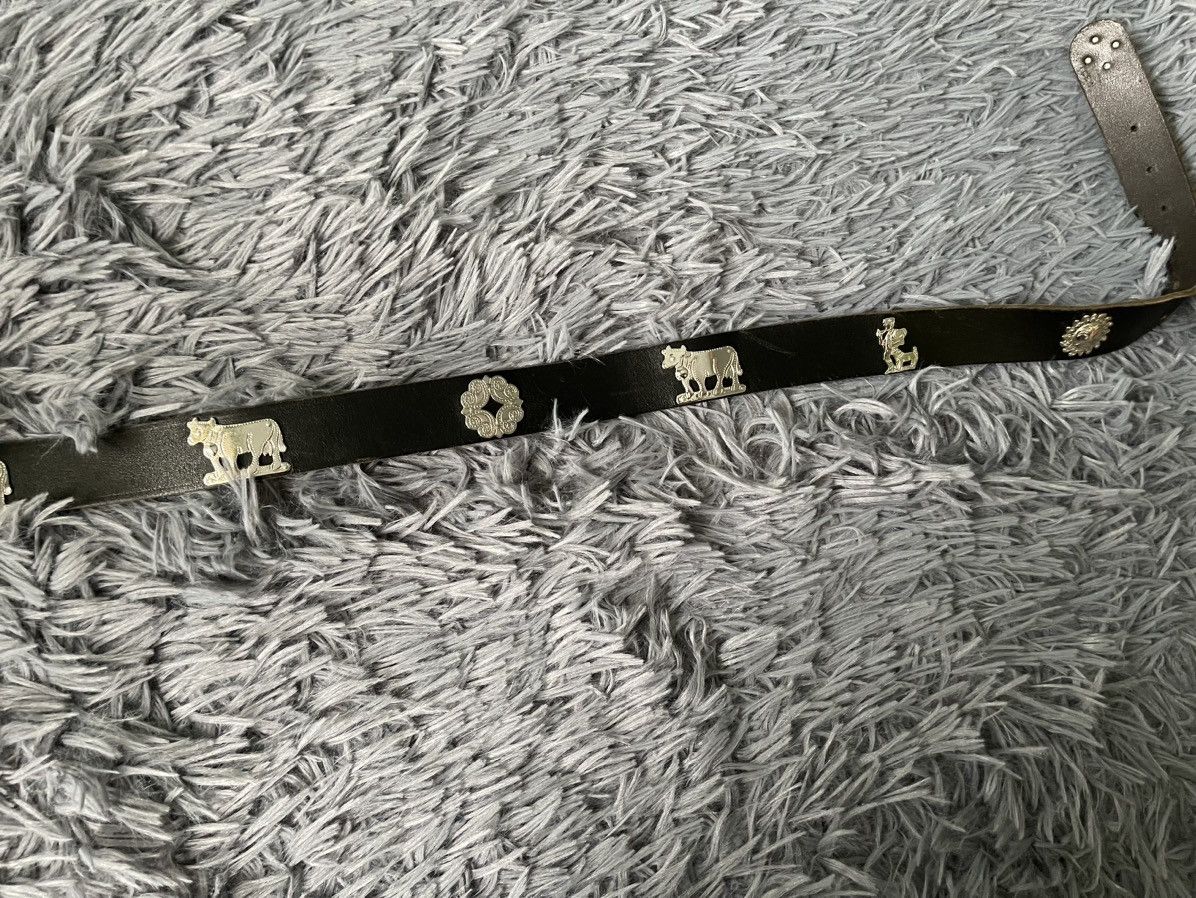 Etro × Vintage Etro 90s vintage metallic cows logo leather belt 110cm Size 34 - 3 Thumbnail
