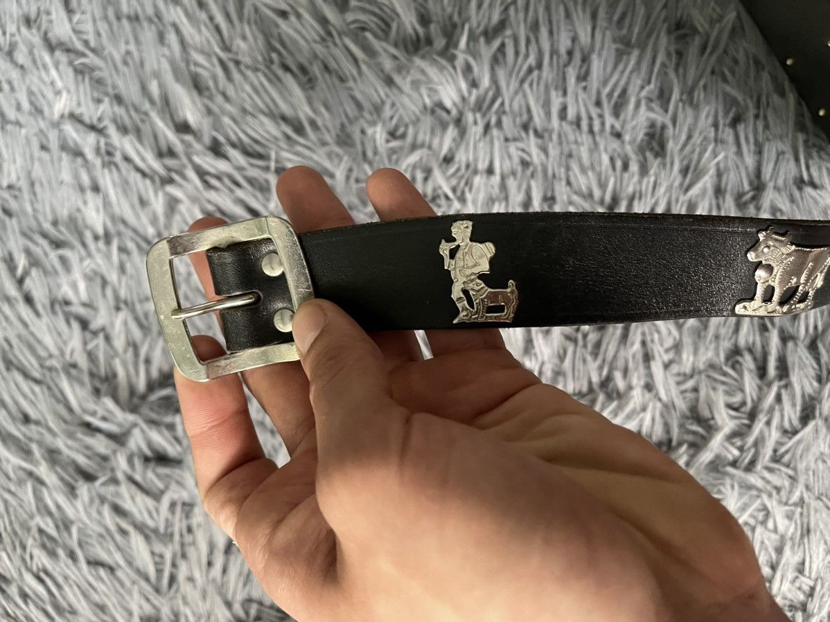 Etro × Vintage Etro 90s vintage metallic cows logo leather belt 110cm Size 34 - 7 Thumbnail