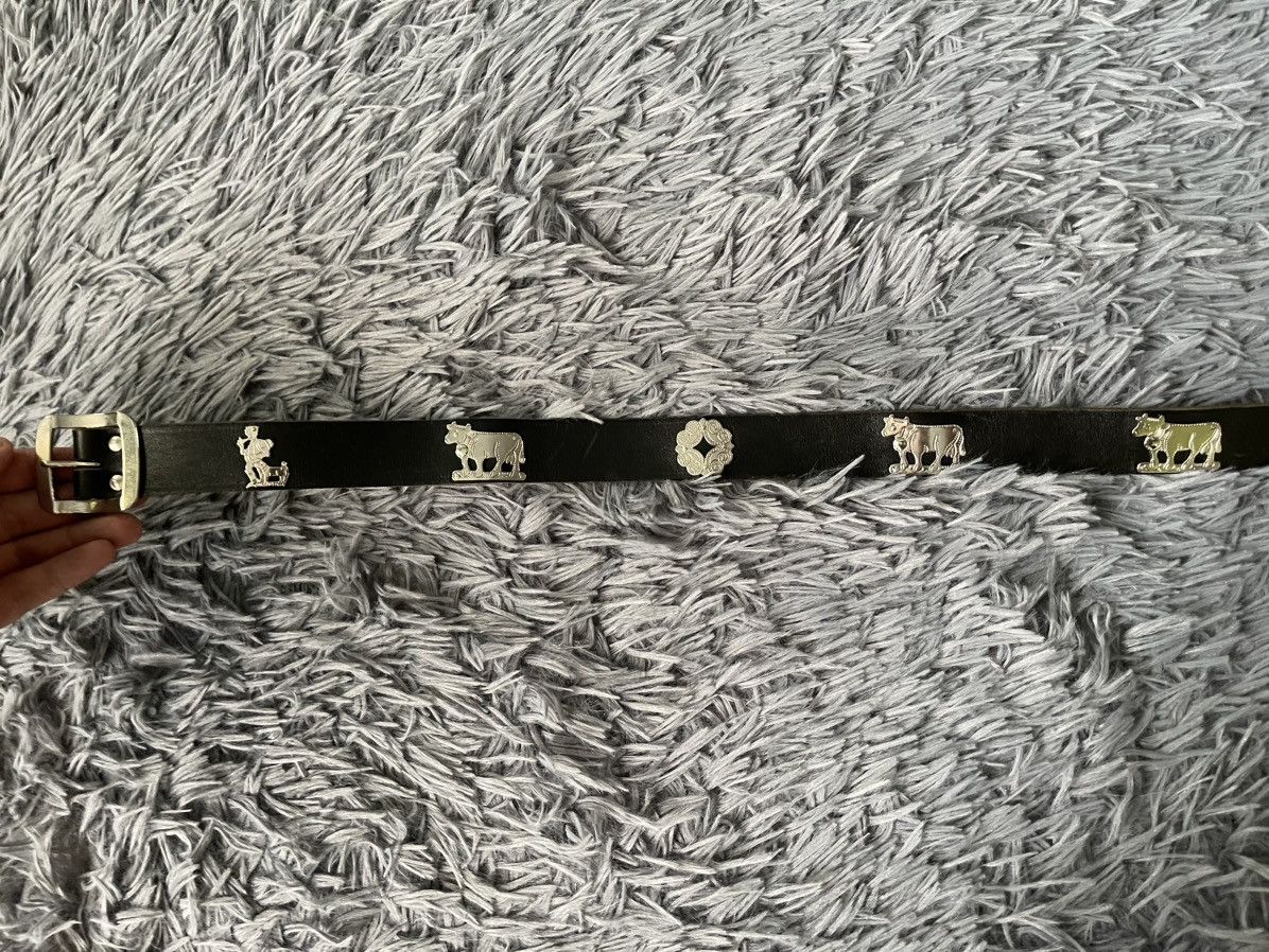 Etro × Vintage Etro 90s vintage metallic cows logo leather belt 110cm Size 34 - 2 Thumbnail