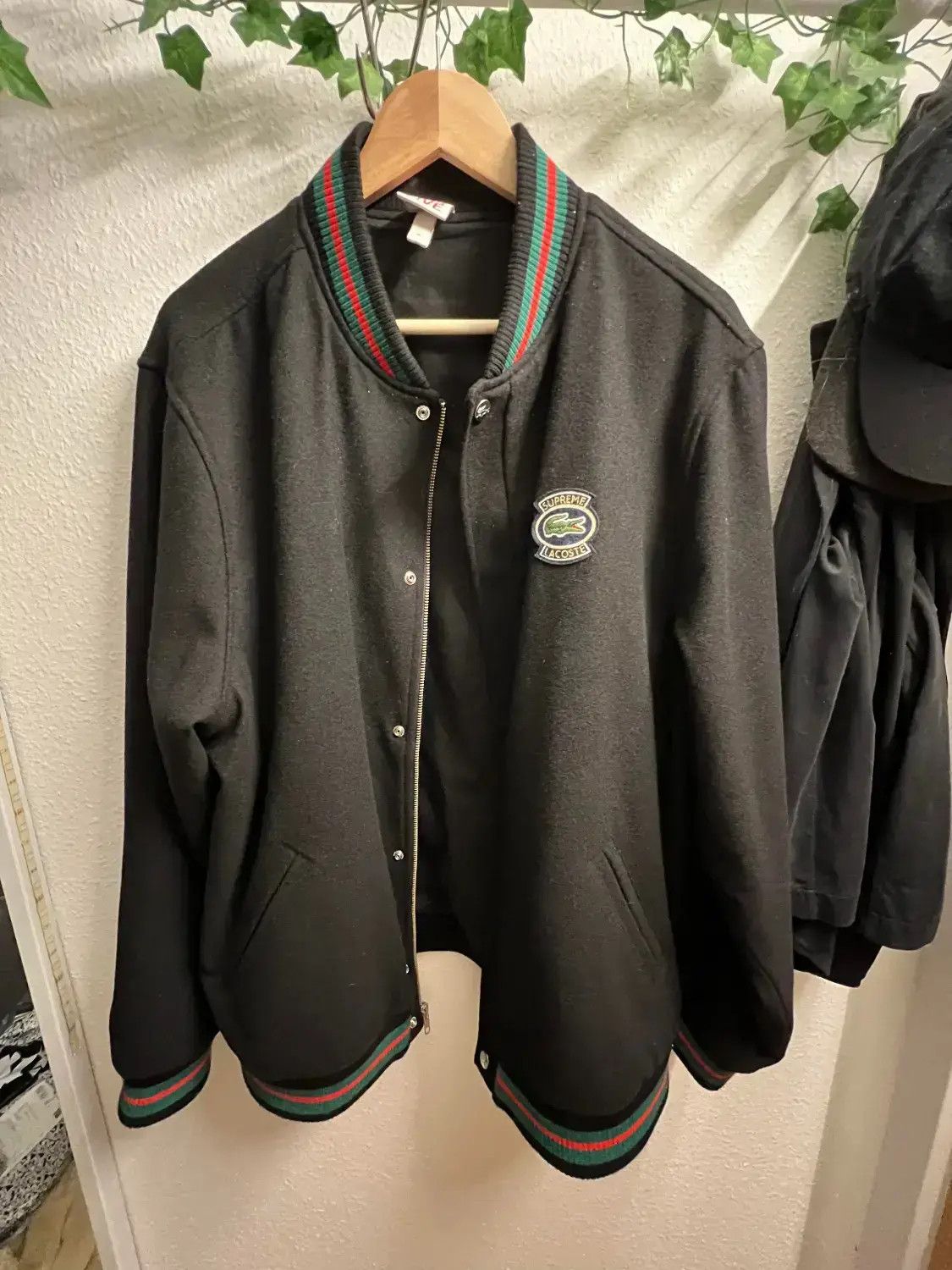 Supreme lacoste wool varsity jacket outlet black