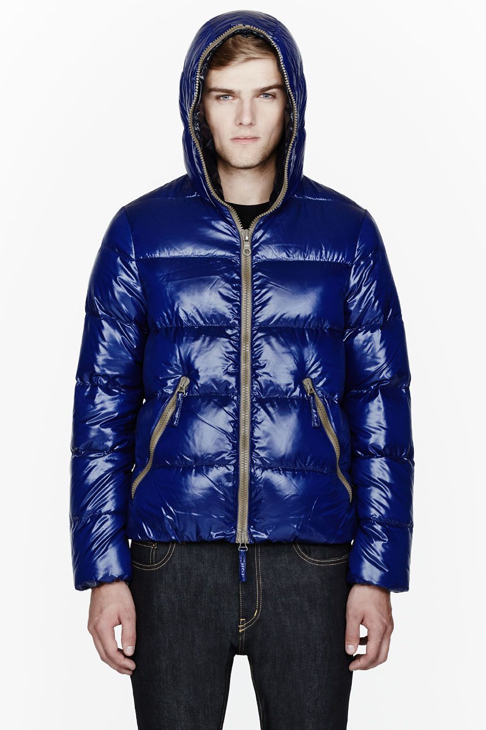 image of Duvetica Fullzip Down Jacket.like Rick Owens Fullzip Coat in Dark Blue, Men's (Size Medium)