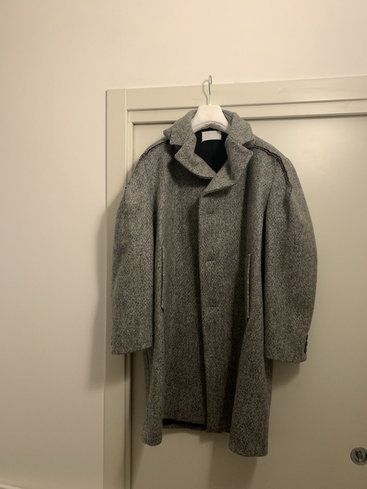 image of Maison Margiela Margiela White Blank Tag Coat in Grey, Men's (Size Medium)