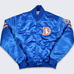 Vtg Retro 80s 90s Retro Blue Nylon Denver Broncos Bomber Jacket Mens M  Throwback