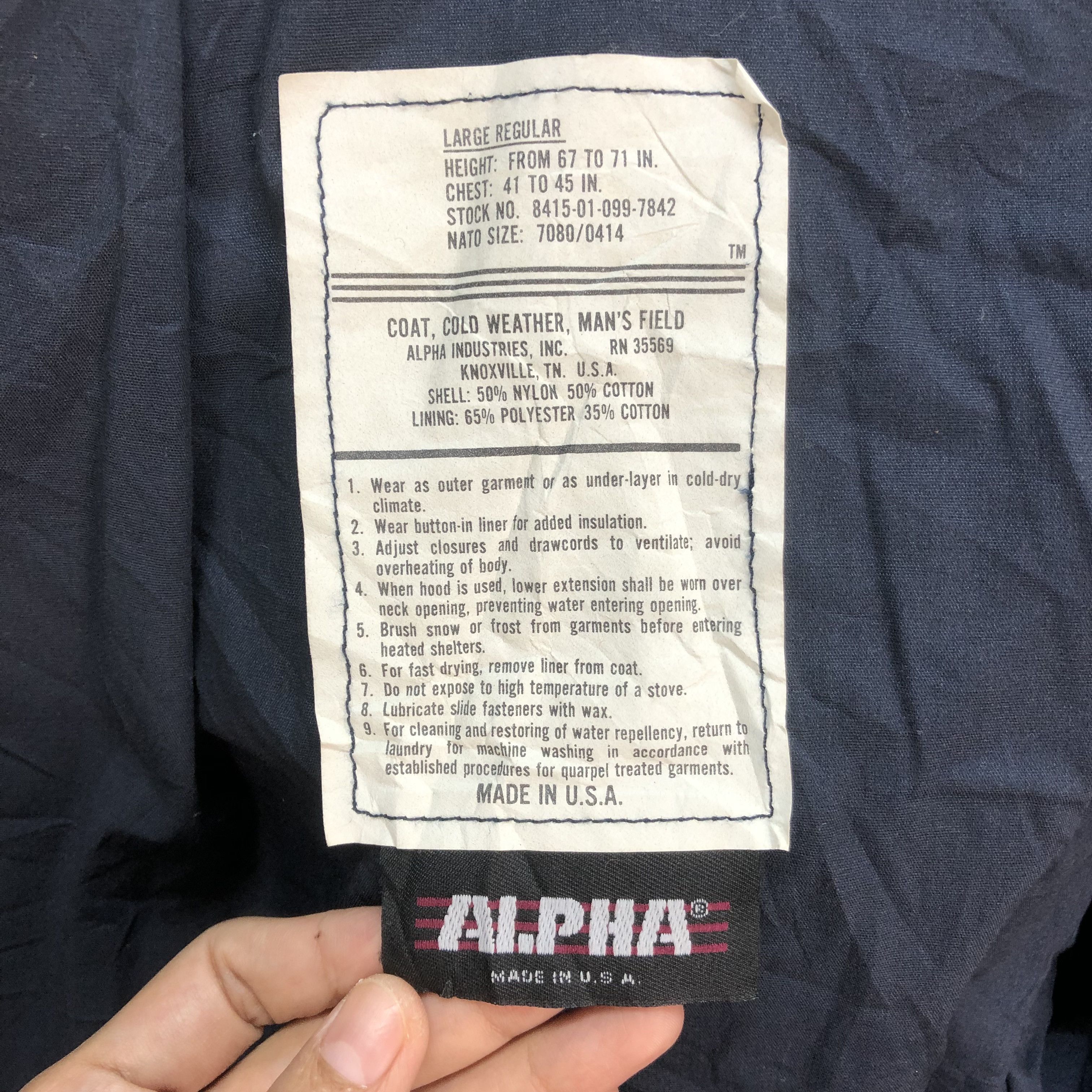 Alpha Industries ALPHA COAT COLD WEATHER MAN'S FIELD CHORE JACKET #6196-53 Size US L / EU 52-54 / 3 - 9 Thumbnail