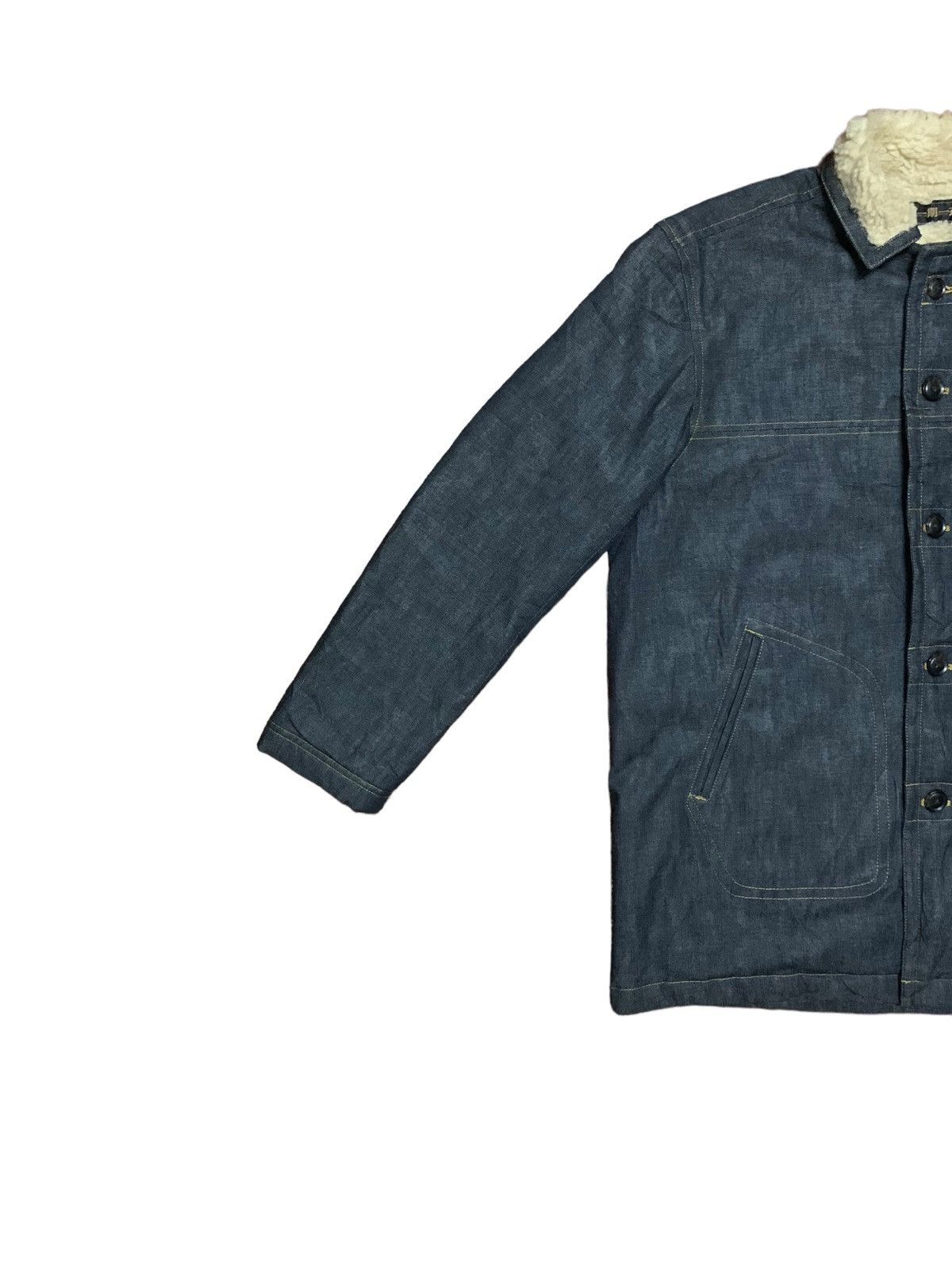 If Six Was Nine × Japanese Brand Vintage Japanese Echi- Go Hito-e Sherpa Denim Sherpa Jacket Size L / US 10 / IT 46 - 5 Thumbnail
