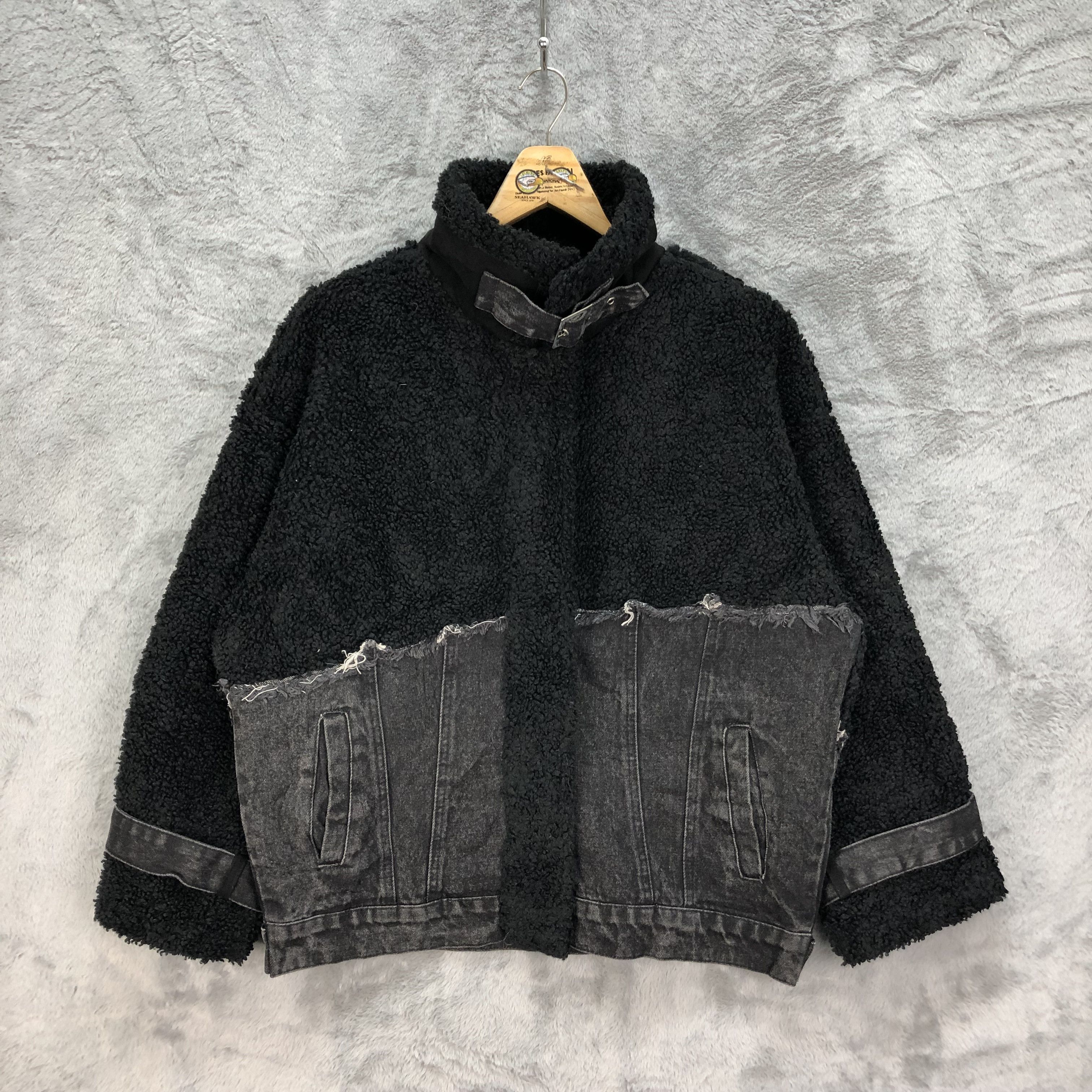 Japanese Brand L.S Rare Design Fleece / Denim Hybrid Jacket #4648-162 Size US M / EU 48-50 / 2 - 1 Thumbnail
