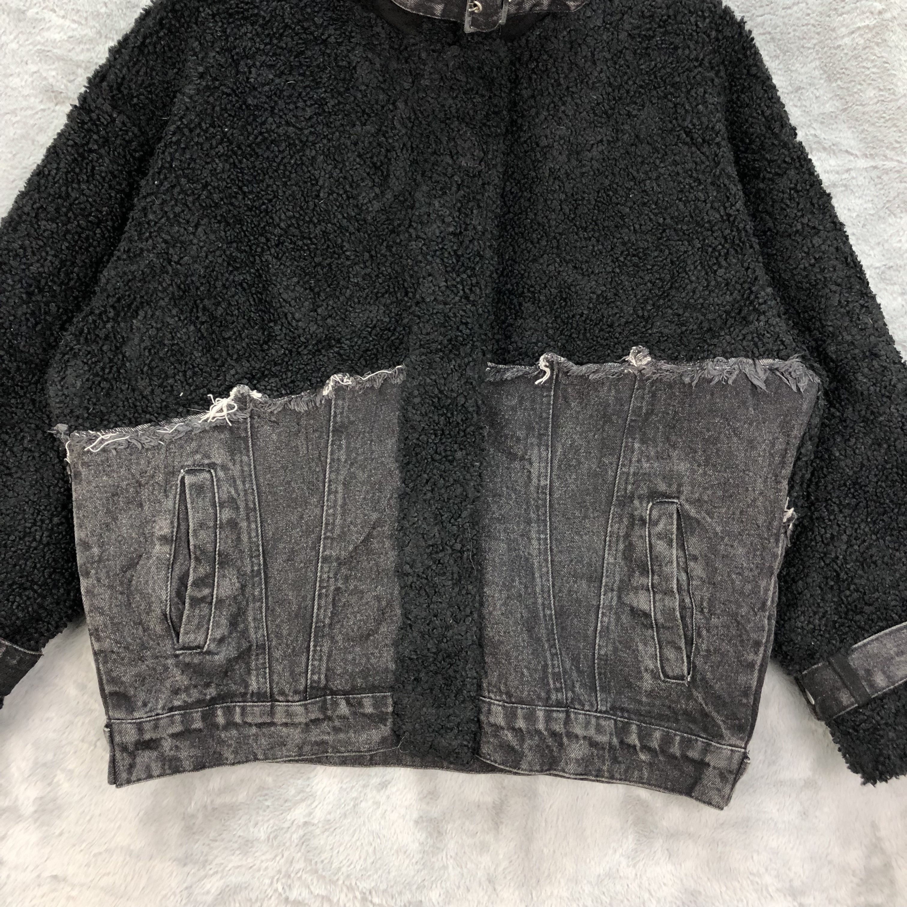 Japanese Brand L.S Rare Design Fleece / Denim Hybrid Jacket #4648-162 Size US M / EU 48-50 / 2 - 4 Thumbnail