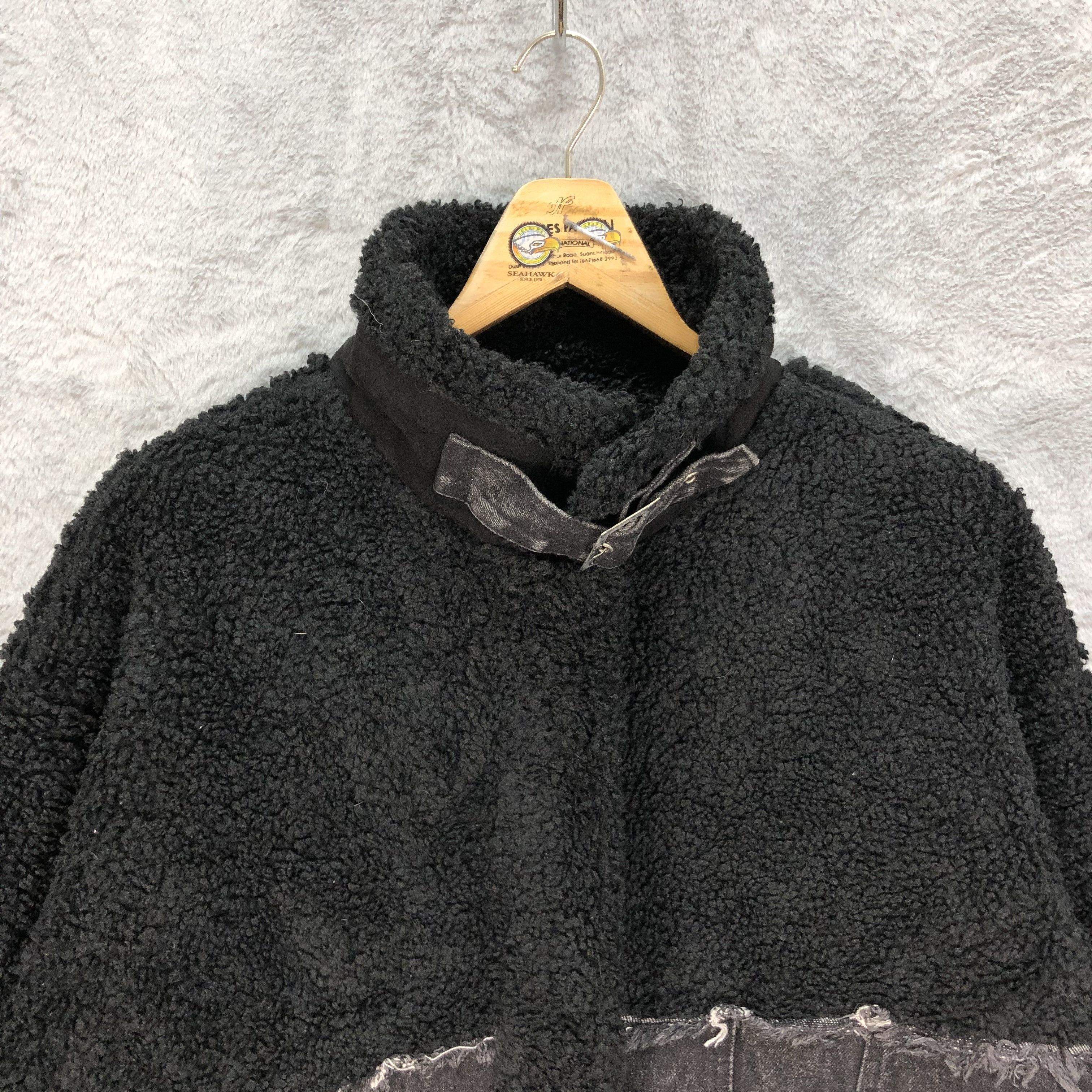 Japanese Brand L.S Rare Design Fleece / Denim Hybrid Jacket #4648-162 Size US M / EU 48-50 / 2 - 2 Thumbnail