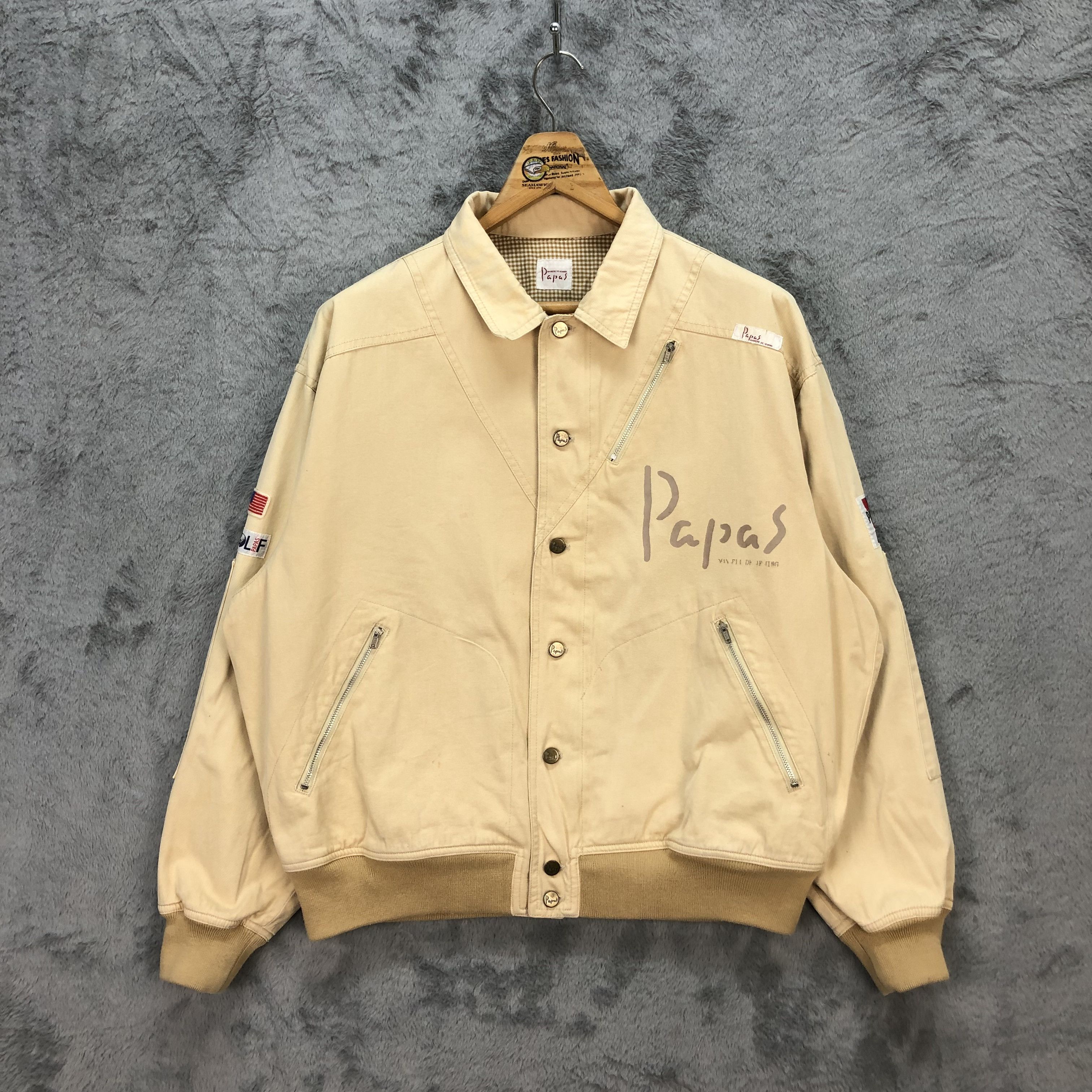image of Vintage Papas Maniere De Heming Sport Golf Bomber 5561-197 in Beige, Men's (Size Medium)