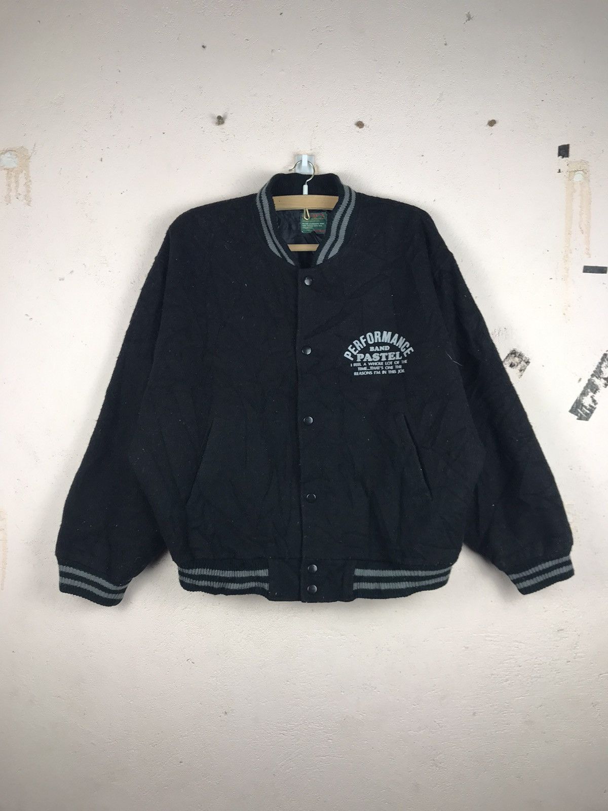 image of Off Road Performance And Pastel Wool Bomber Jacket in Black, Men's (Size Medium)
