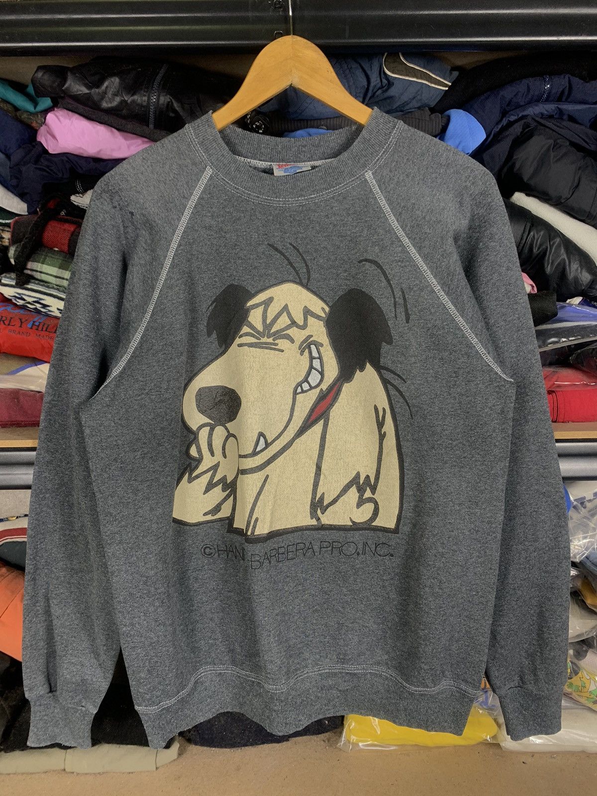 image of Archival Clothing x Hanes Vintage 90's Hanna Barbera Wackey Racer Sweatshirt in Grey (Size Medium)