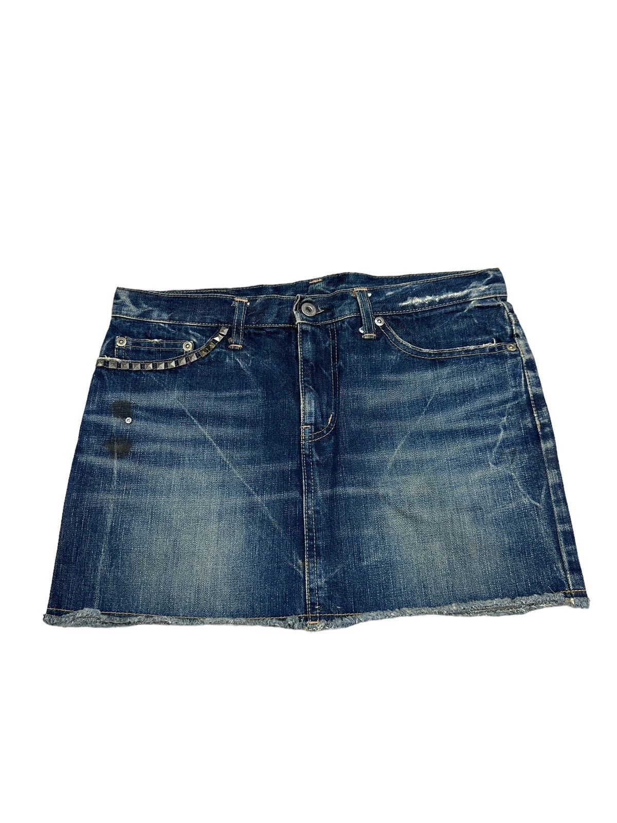 image of Hysteric Glamour Punk Emo Gothic Denim Jeans Skirt in Blue, Women's (Size 32)