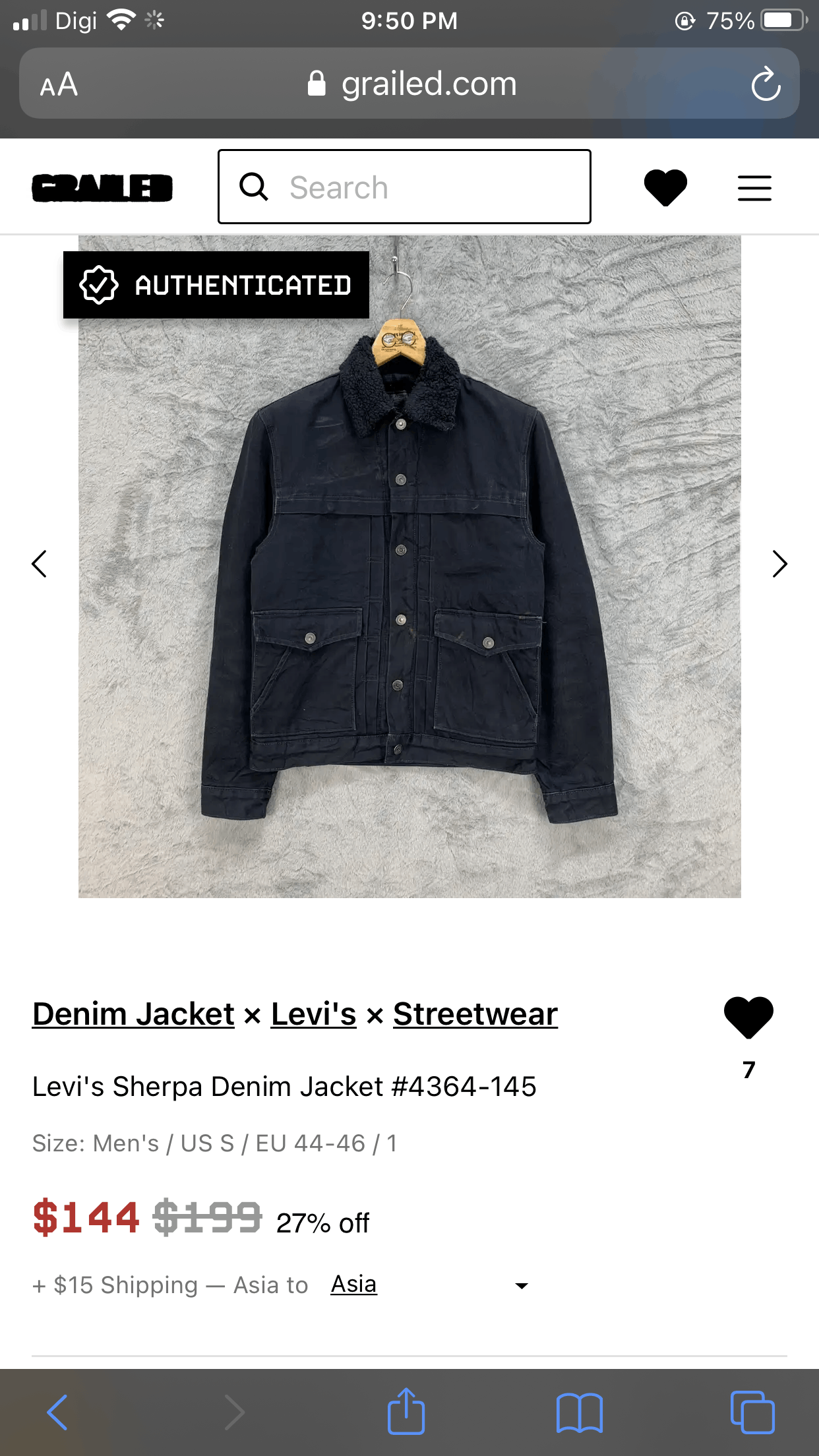 Levi's Levi's Heavy Fleece Lined Black Denim Jacket #4364-145 Size US S / EU 44-46 / 1 - 14 Thumbnail