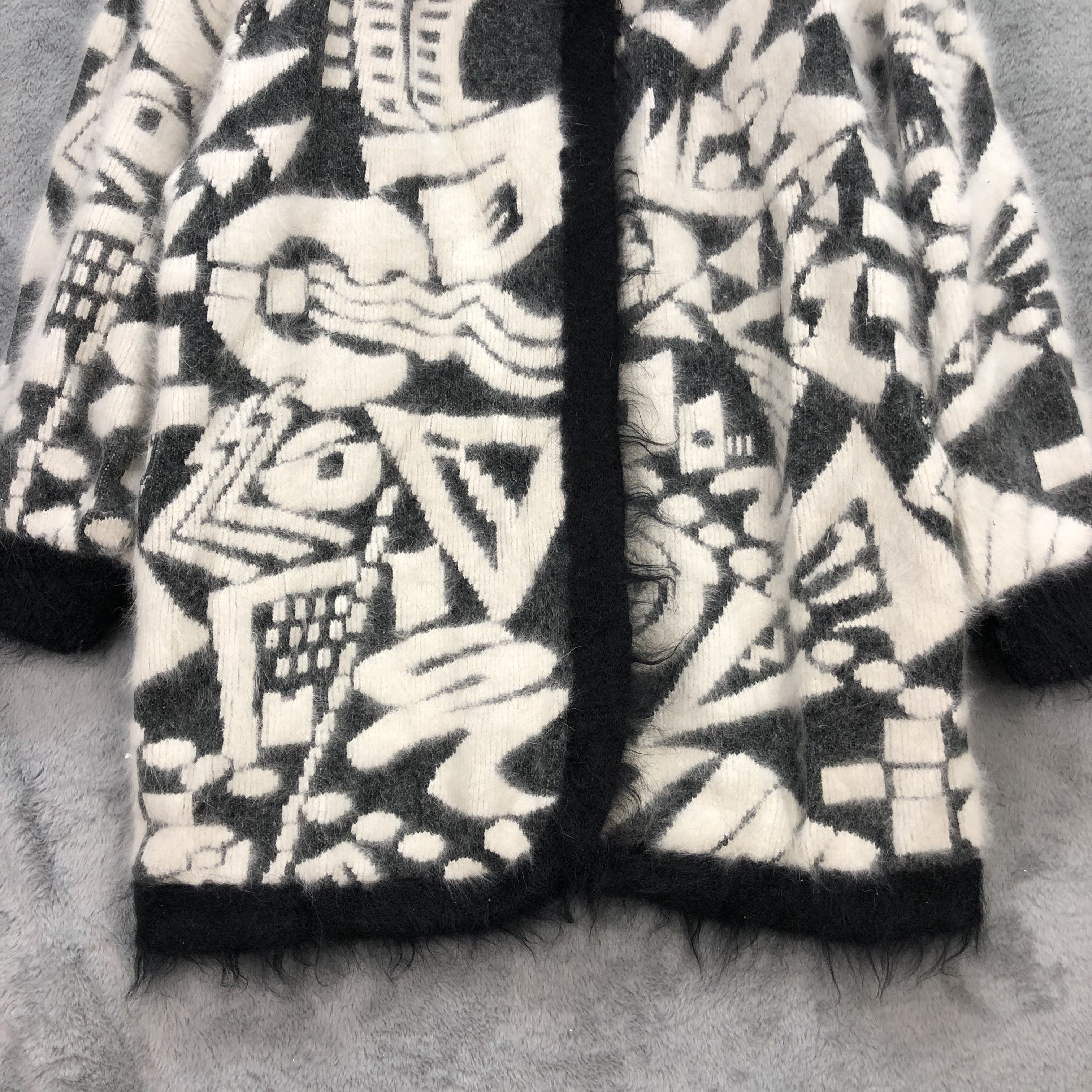 Vintage AGAIN NON-NO ABSTRACT DESIGN MOHAIR COAT #5929-214 Size L / US 10 / IT 46 - 3 Thumbnail