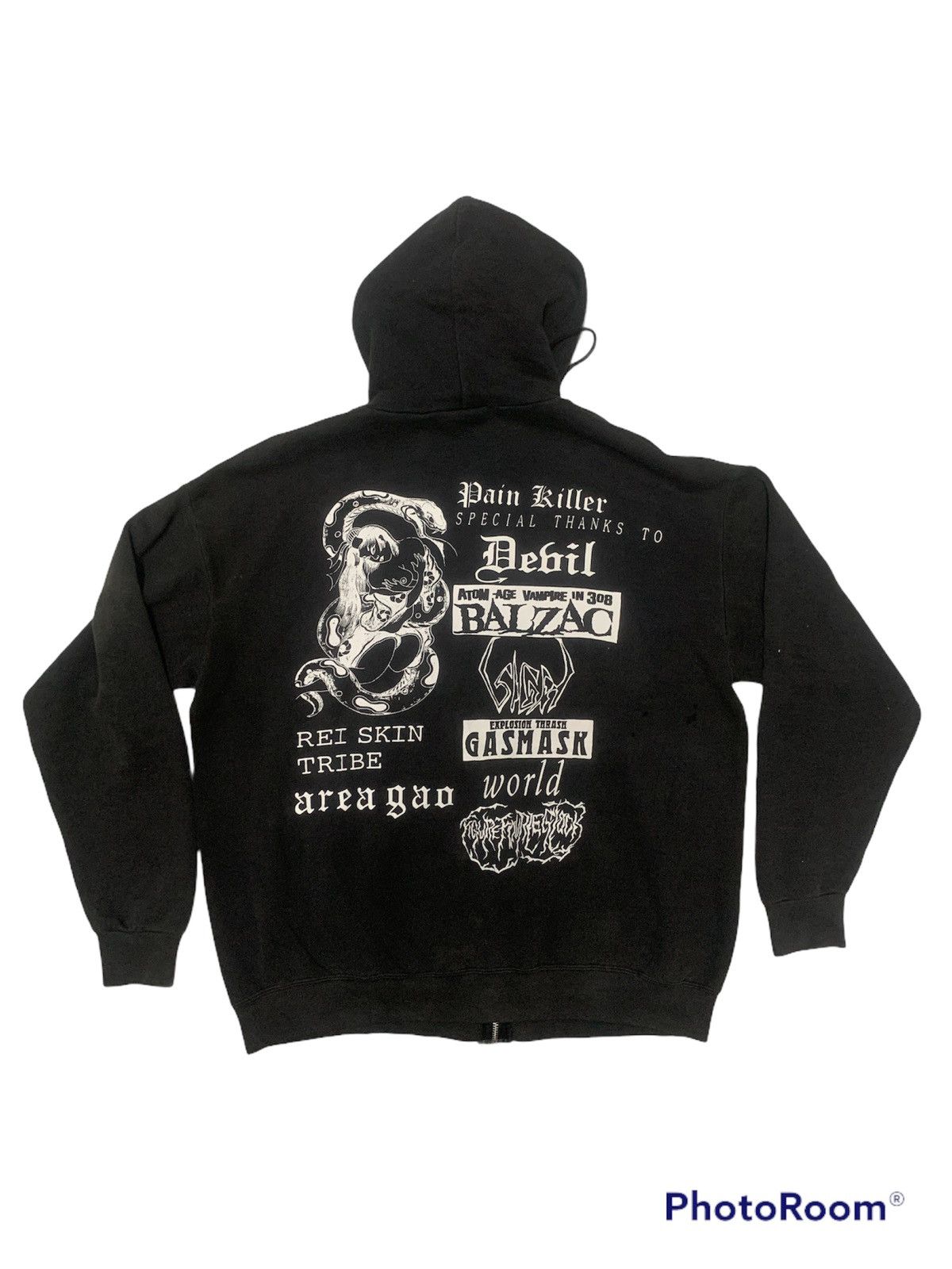 Band Tees × Vintage 🔥RARE🔥Vintage 90s Sun Faded Hoodie Zipper PainKiller Band Size US L / EU 52-54 / 3 - 1 Thumbnail