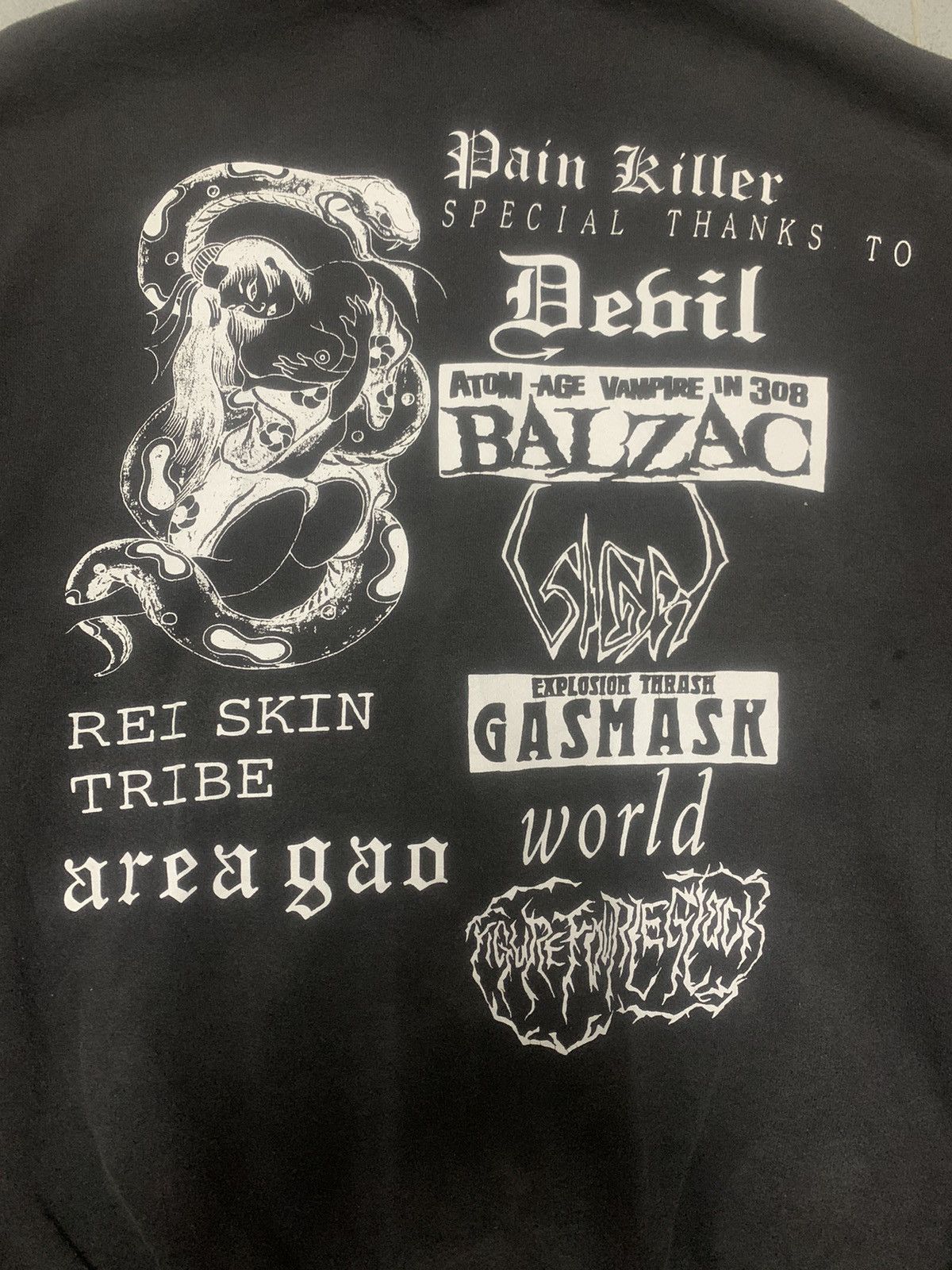Band Tees × Vintage 🔥RARE🔥Vintage 90s Sun Faded Hoodie Zipper PainKiller Band Size US L / EU 52-54 / 3 - 2 Thumbnail