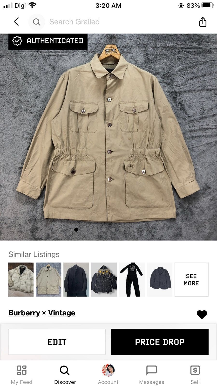 Burberry Burberrys' Light Four Pocket Jacket #4561-158 Size US L / EU 52-54 / 3 - 19 Thumbnail