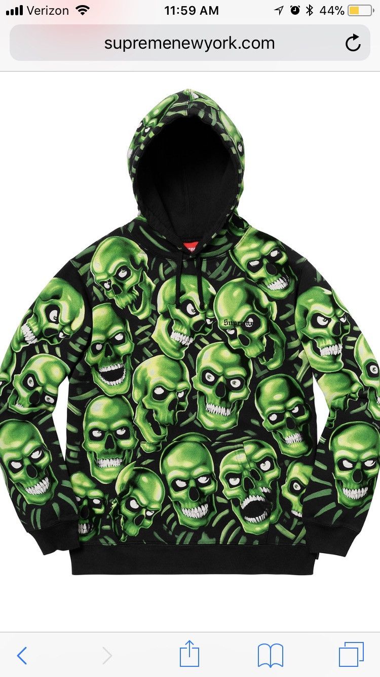 Green skull hoodie supreme online