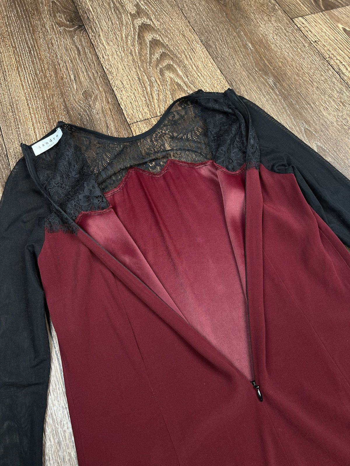 Sandro Sandro Viscose Nylon Red Dress Lace Size L / US 10 / IT 46 - 14 Thumbnail