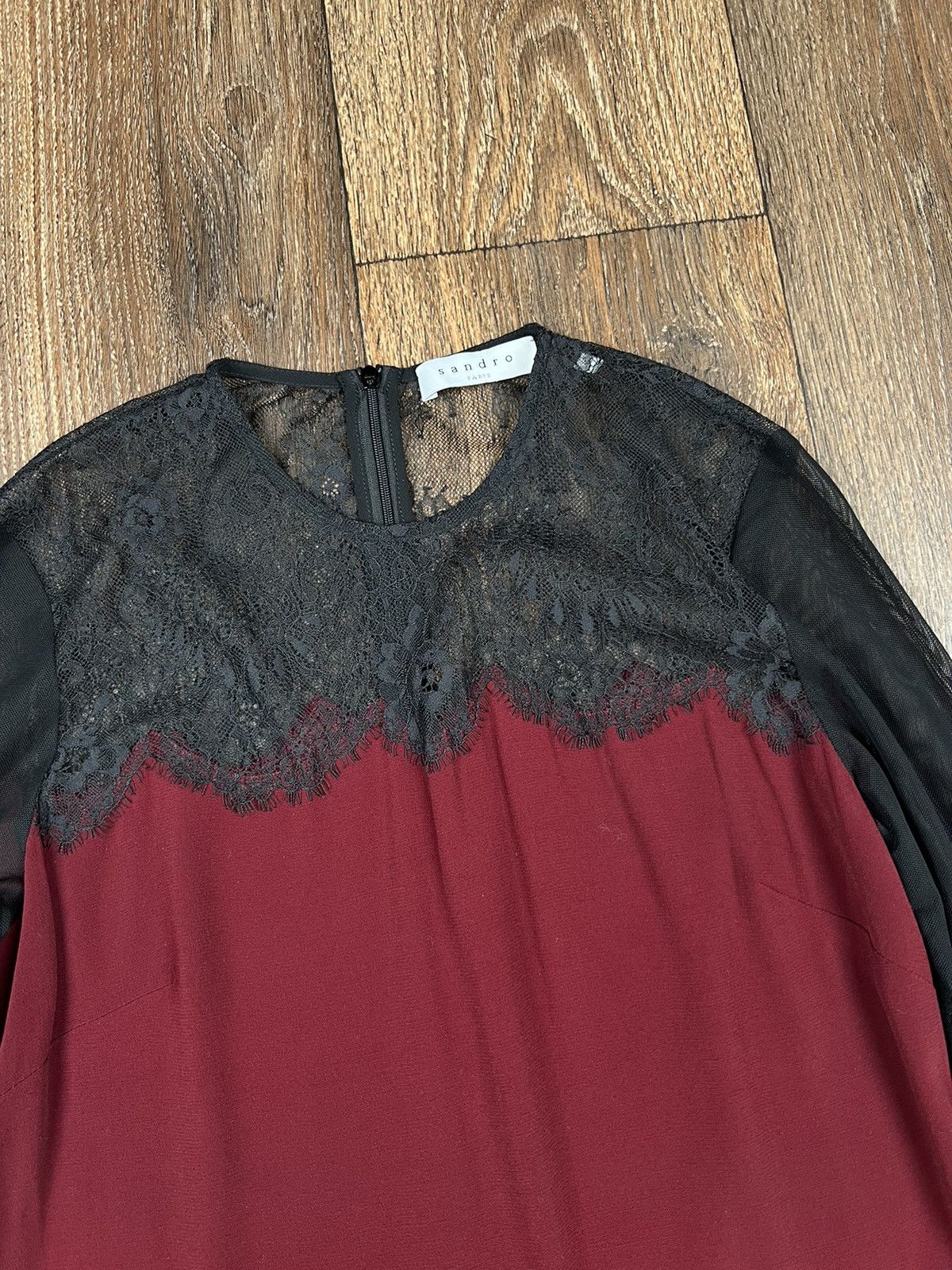 Sandro Sandro Viscose Nylon Red Dress Lace Size L / US 10 / IT 46 - 6 Thumbnail