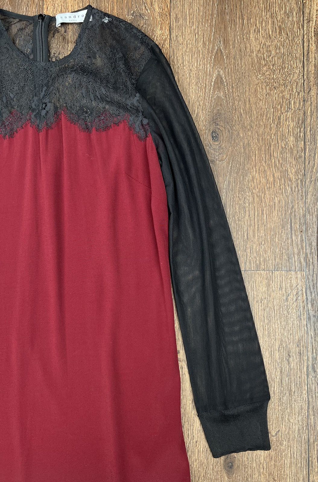 Sandro Sandro Viscose Nylon Red Dress Lace Size L / US 10 / IT 46 - 5 Thumbnail