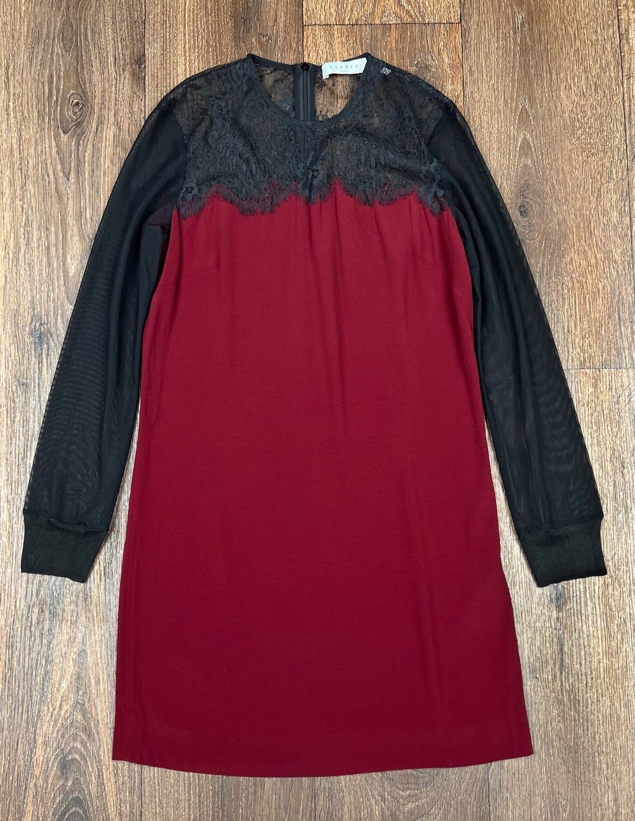 Sandro Sandro Viscose Nylon Red Dress Lace Size L / US 10 / IT 46 - 1 Thumbnail