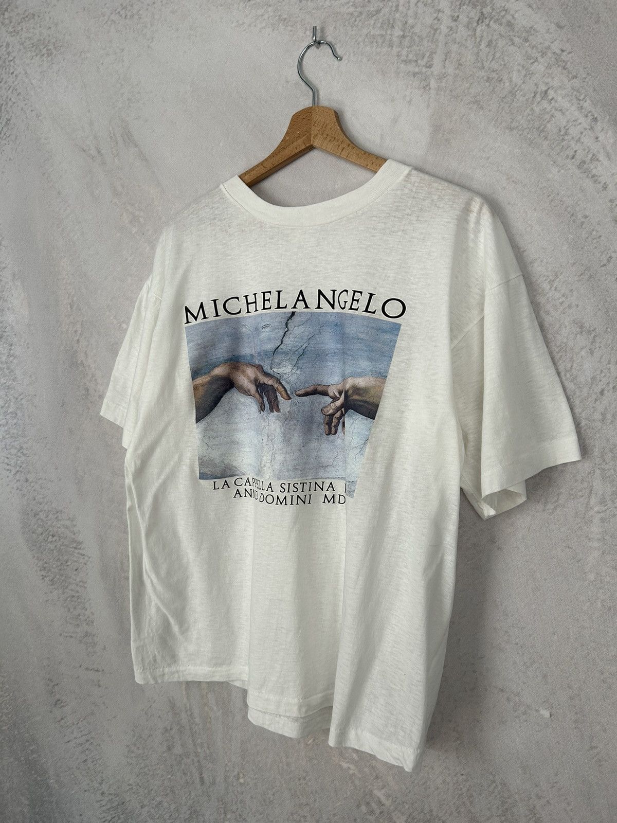 Vintage Vintage 80s Michelangelo The Creation Of Adam Graphic Art Size US XL / EU 56 / 4 - 2 Thumbnail