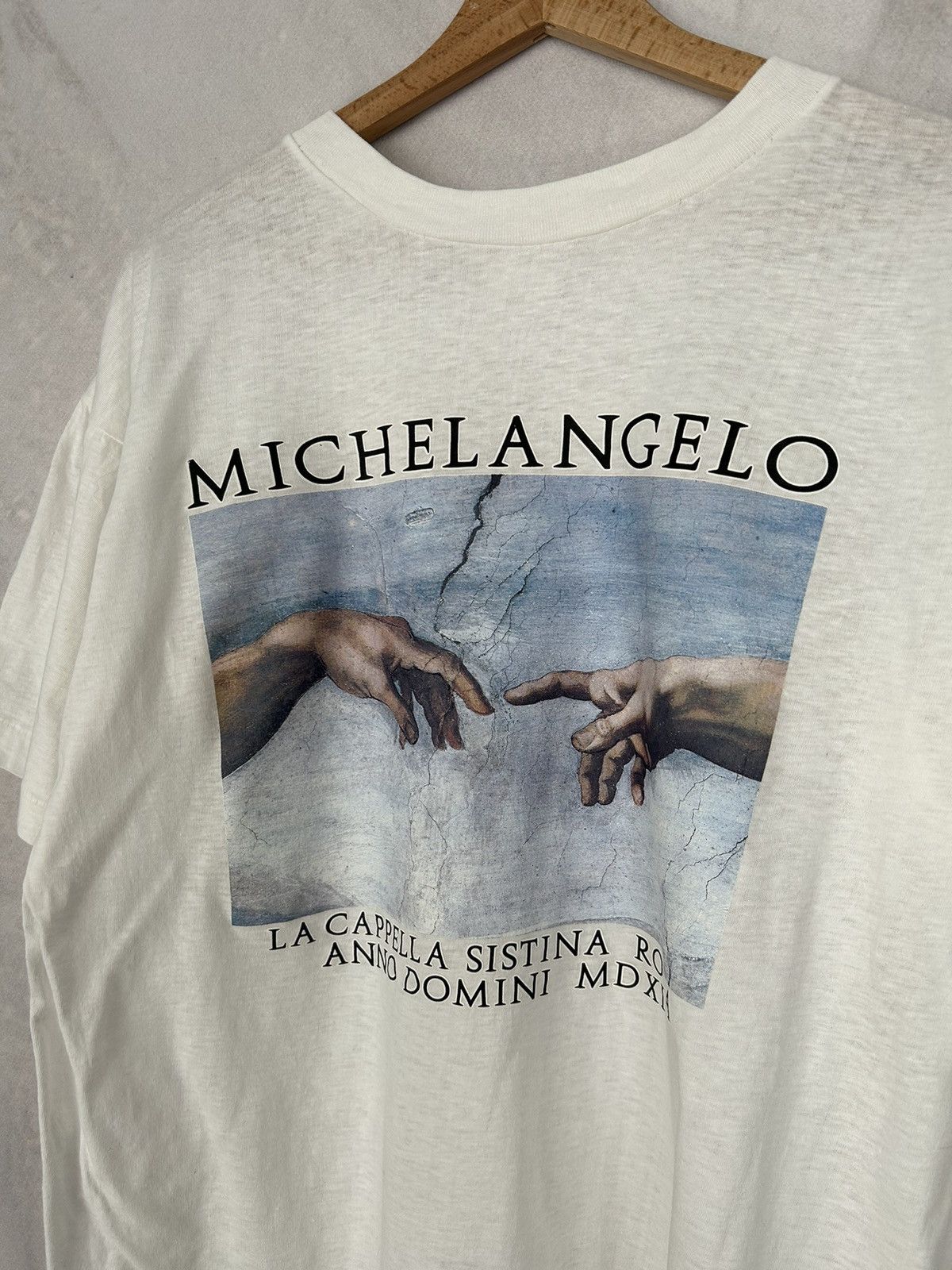 Vintage Vintage 80s Michelangelo The Creation Of Adam Graphic Art Size US XL / EU 56 / 4 - 3 Thumbnail