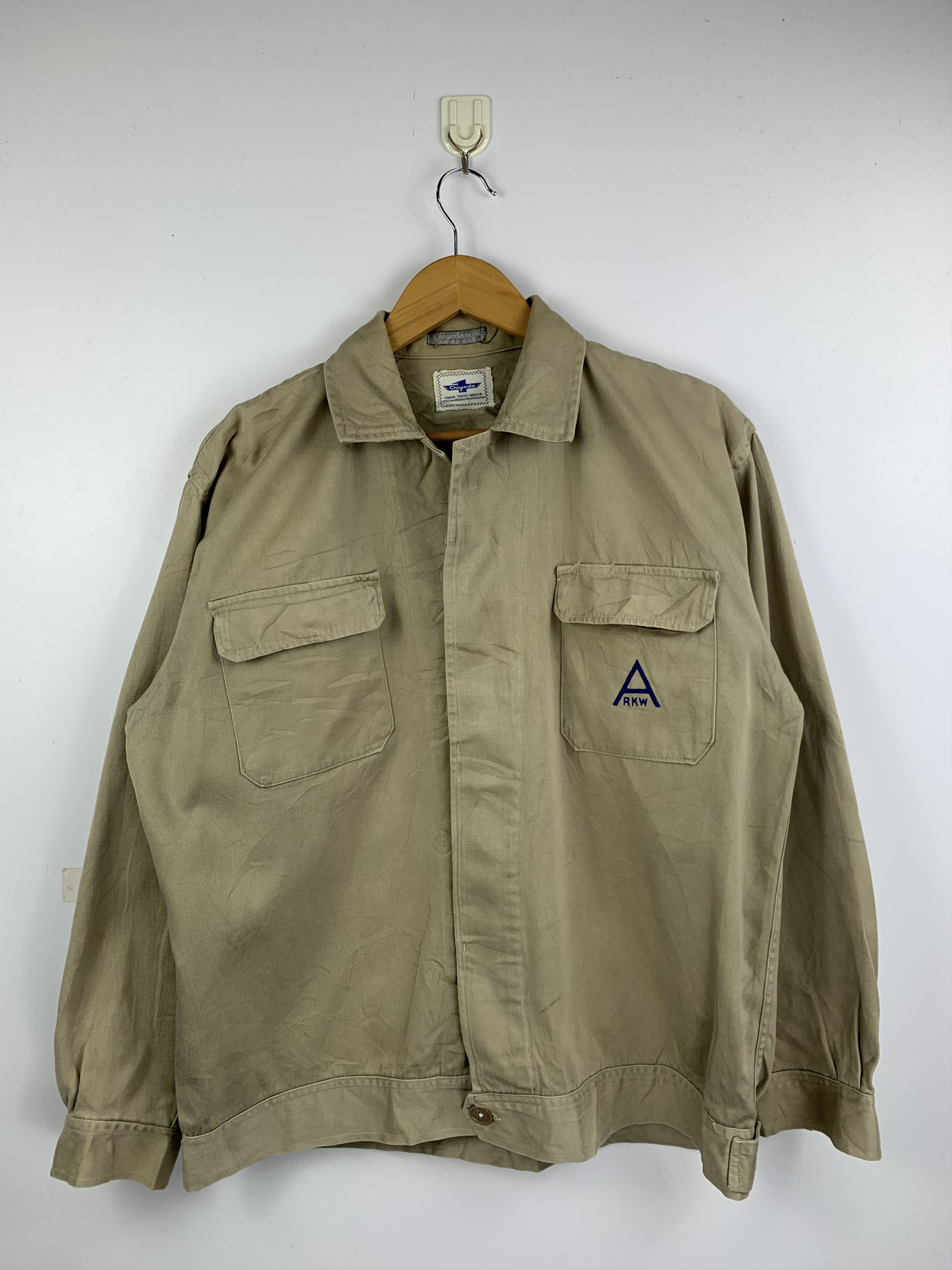 image of Vintage 90's Chiyoda Worker Denim Jacket in Grey, Men's (Size Large)