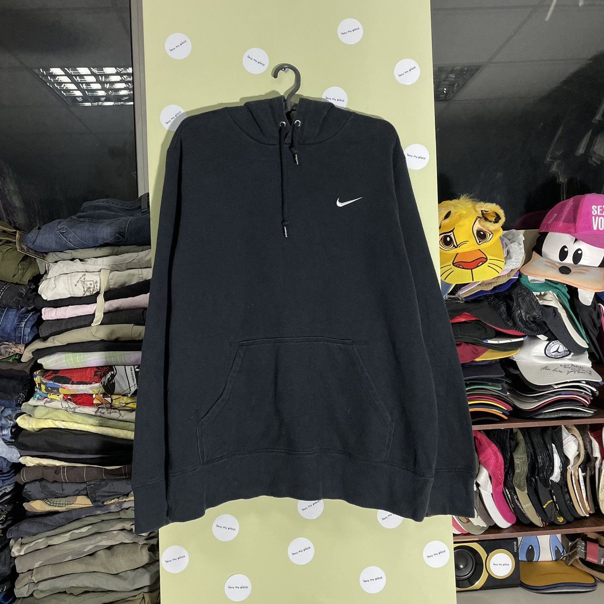 Vintage Vintage Nike Swoosh Hoodie Faded Black Oversized Streetwear Size US XL / EU 56 / 4 - 1 Thumbnail