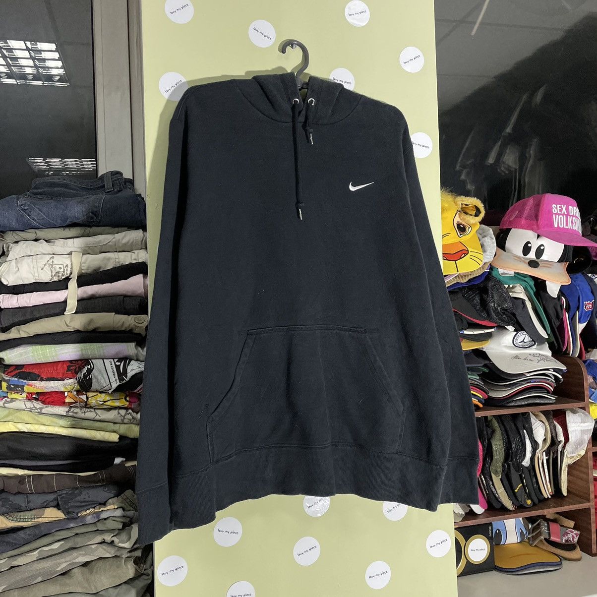 Vintage Vintage Nike Swoosh Hoodie Faded Black Oversized Streetwear Size US XL / EU 56 / 4 - 2 Thumbnail