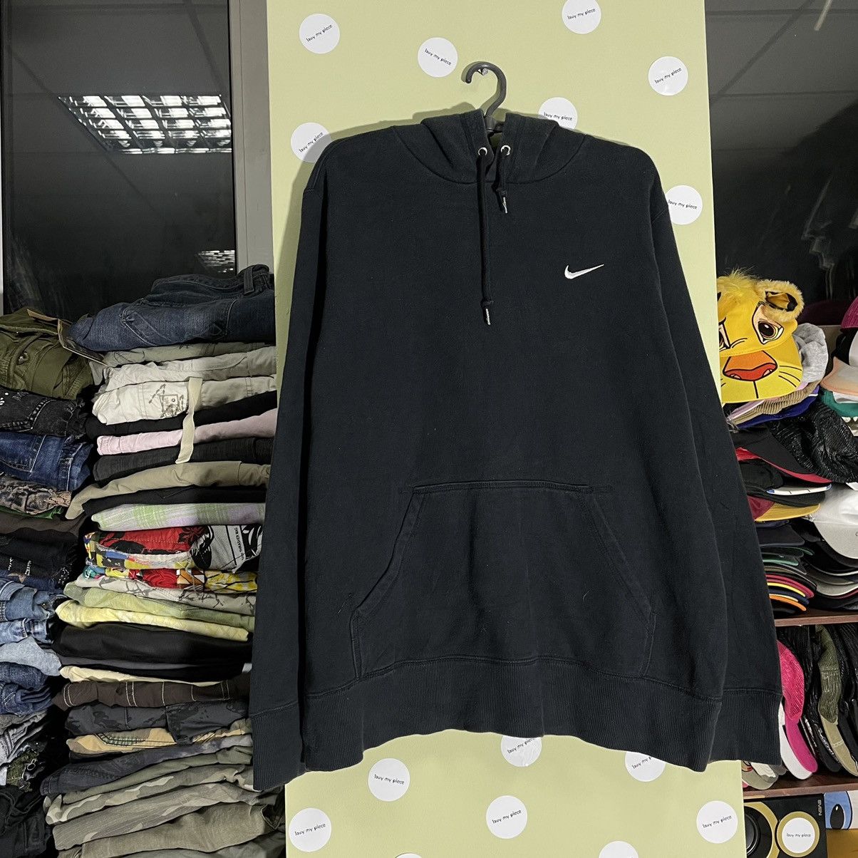 Vintage Vintage Nike Swoosh Hoodie Faded Black Oversized Streetwear Size US XL / EU 56 / 4 - 3 Thumbnail