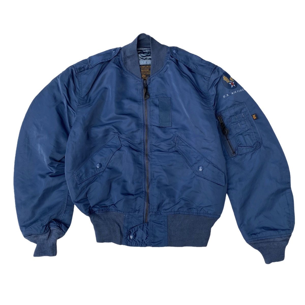 image of Vintage Alpha Industries L-2A Bomber Jacket in Blue, Men's (Size Medium)