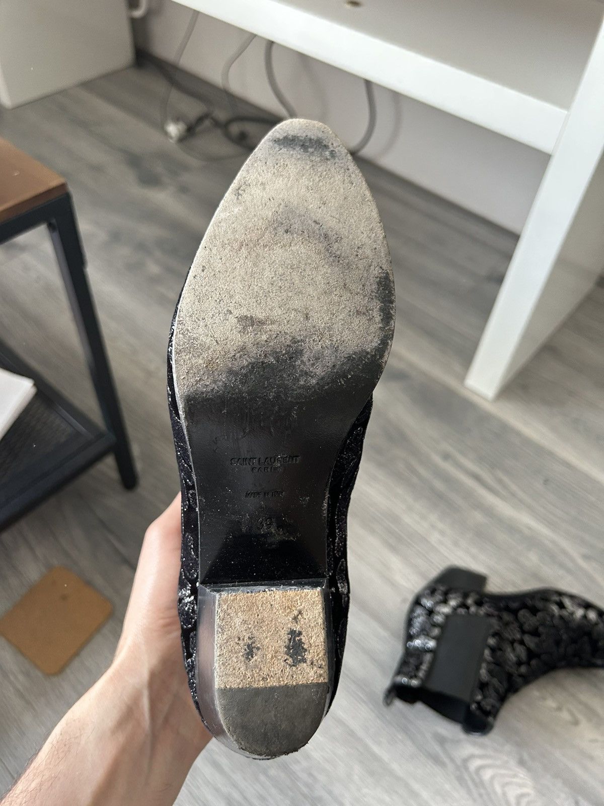 Saint Laurent Paris Glitter Leopard Print Chelsea Boots Size US 8 / IT 38 - 3 Thumbnail