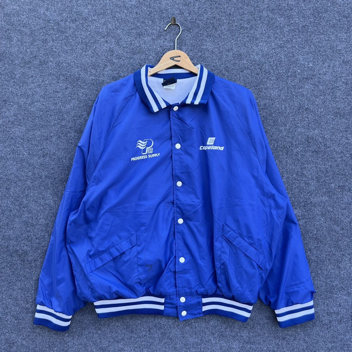 Vintage 90s Hilton Blue Nylon Varsity Jacket XXL Size
