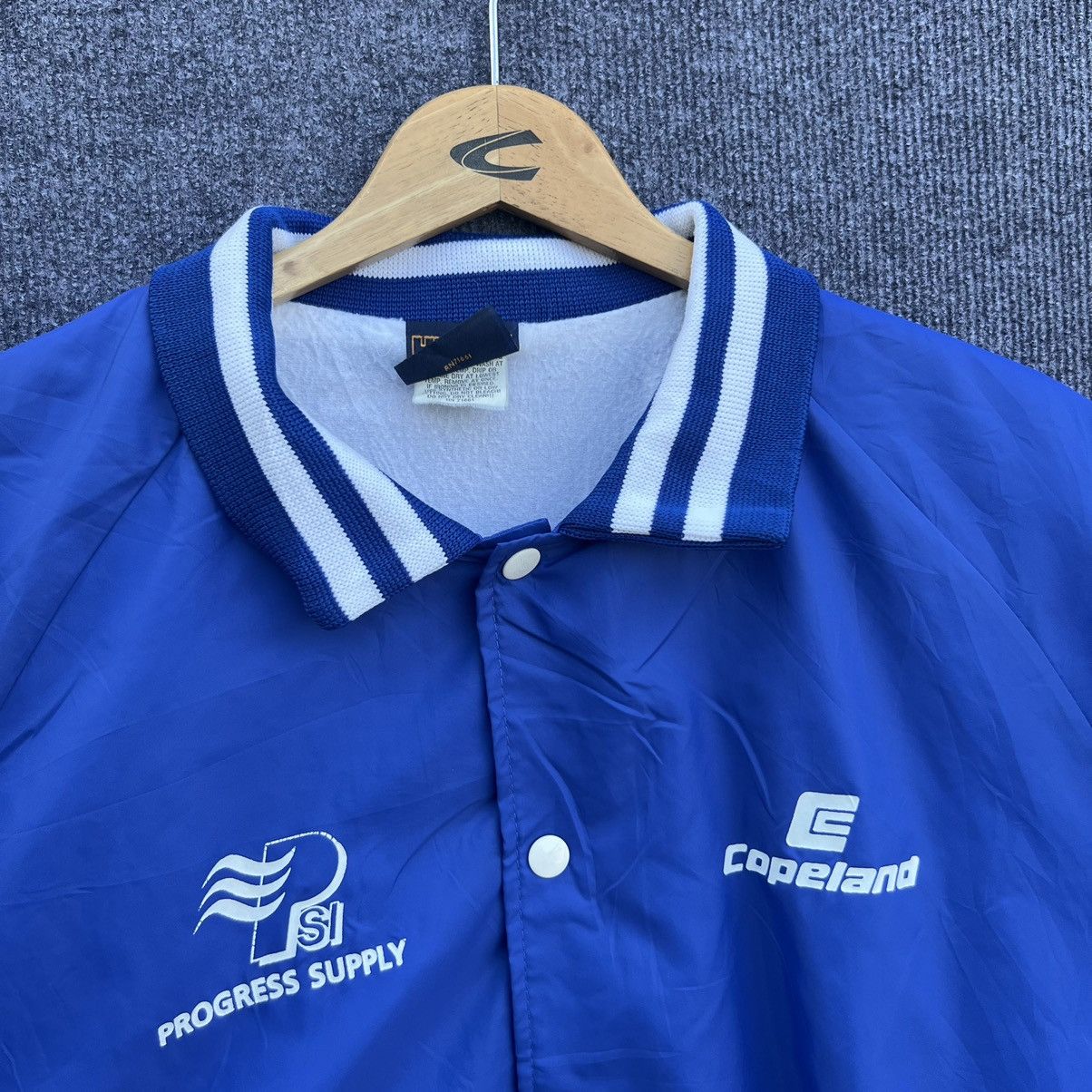 Vintage 90s Hilton Blue Nylon Varsity Jacket XXL Size