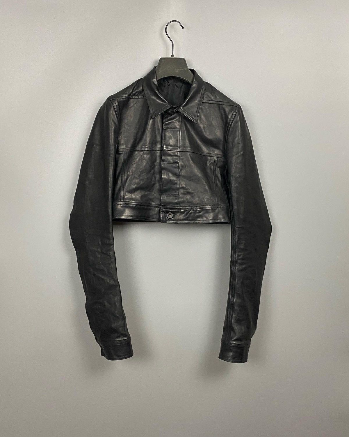 Pre-owned Rick Owens Ss18 ‘dirt' 1:1 Runway Horse Leather Little Joe Jacket In Black