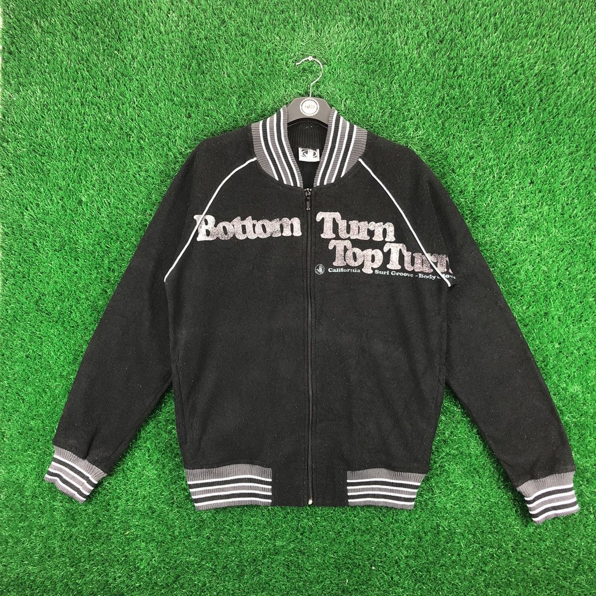 image of Vintage Body Glove California Surf Groove Zipper Sweater in Black, Men's (Size Medium)
