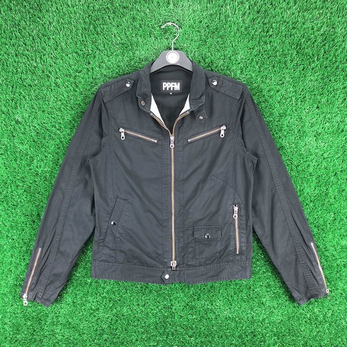 00s PPFM double zip long sleeve y2k 2000s PPFM V Neck Double Layer