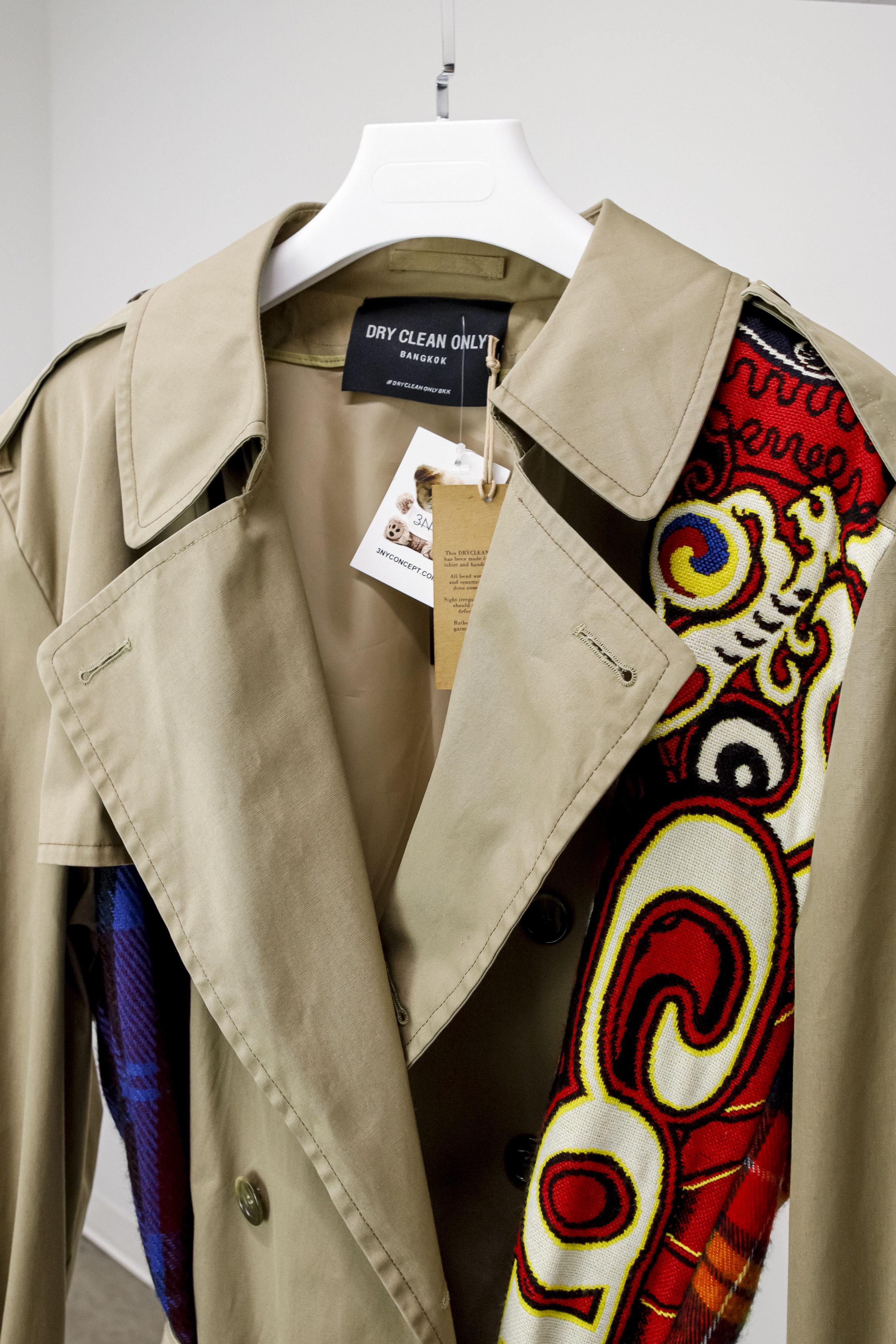 Dry Clean Only Reworked Scarf Panel Trench