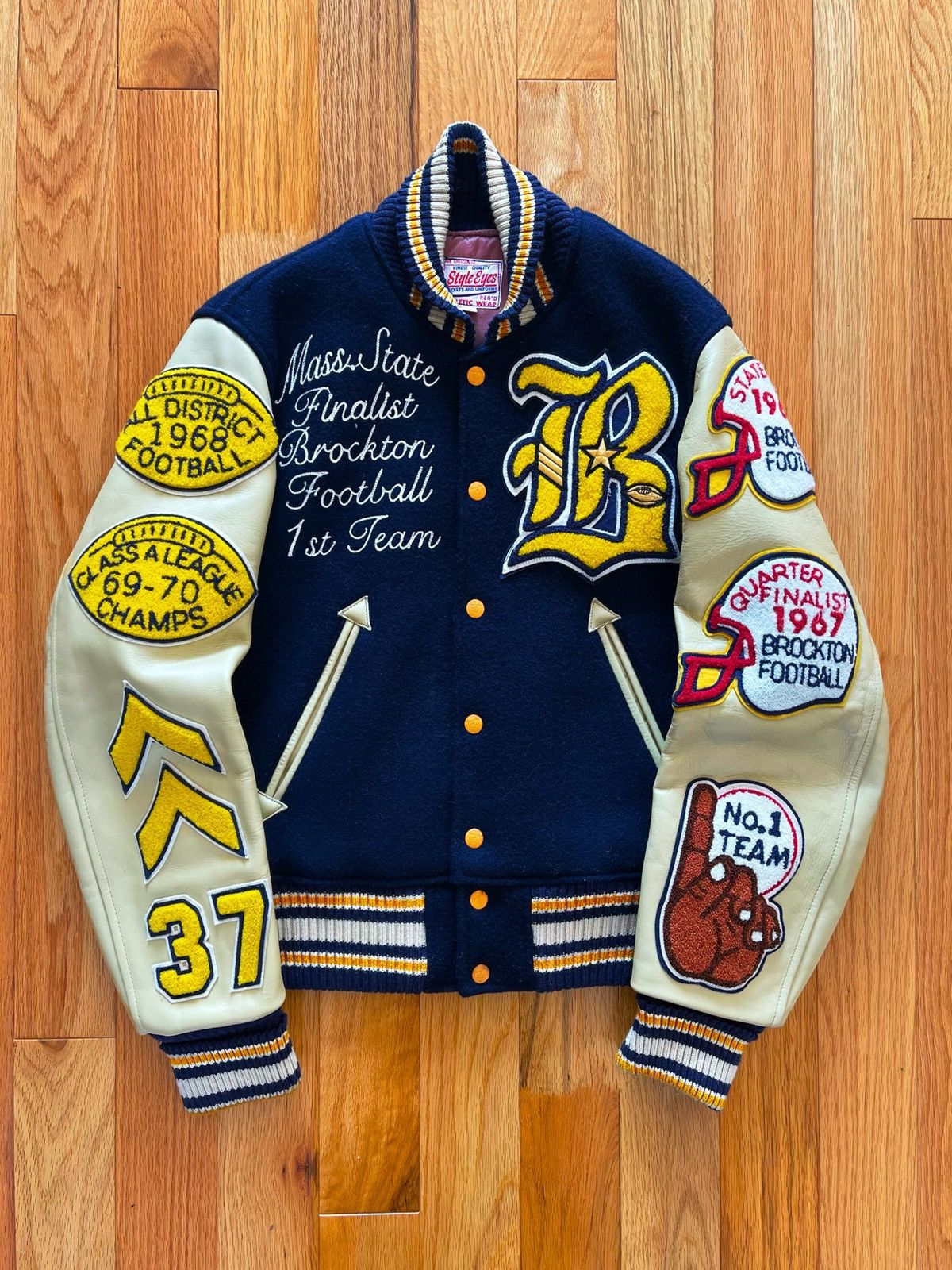 Toyo Enterprises Style Eyes ‘Brockton Football’ Leather Varsity Jacket