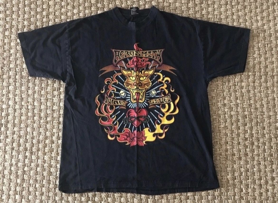 image of Vintage 1997 Aerosmith Nine Lives Tee in Black, Men's (Size XL)