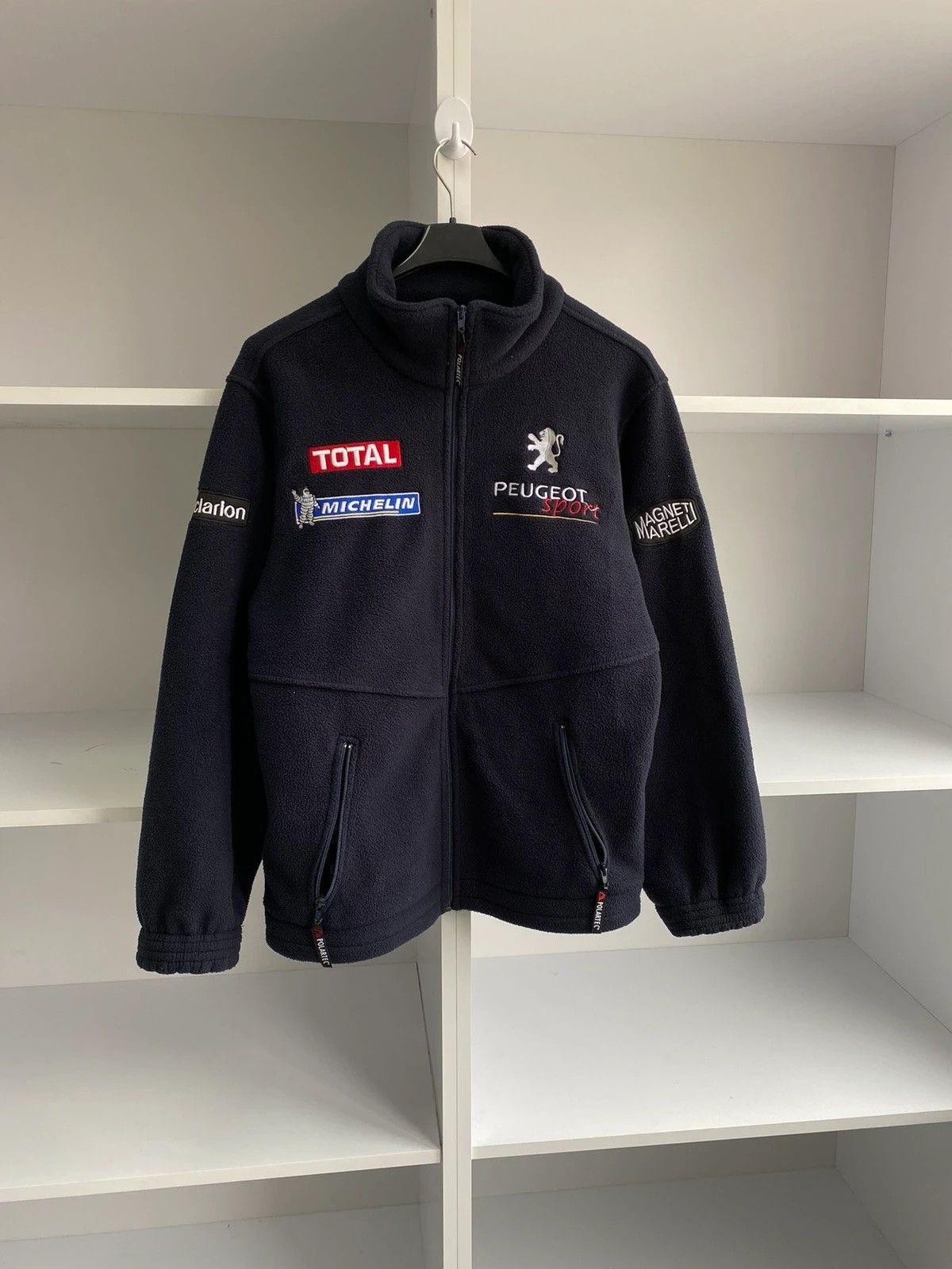 image of Moto x Racing Vintage Peugeot Sport Racing Formula 1 Fleece Jacket in Black, Men's (Size Large)