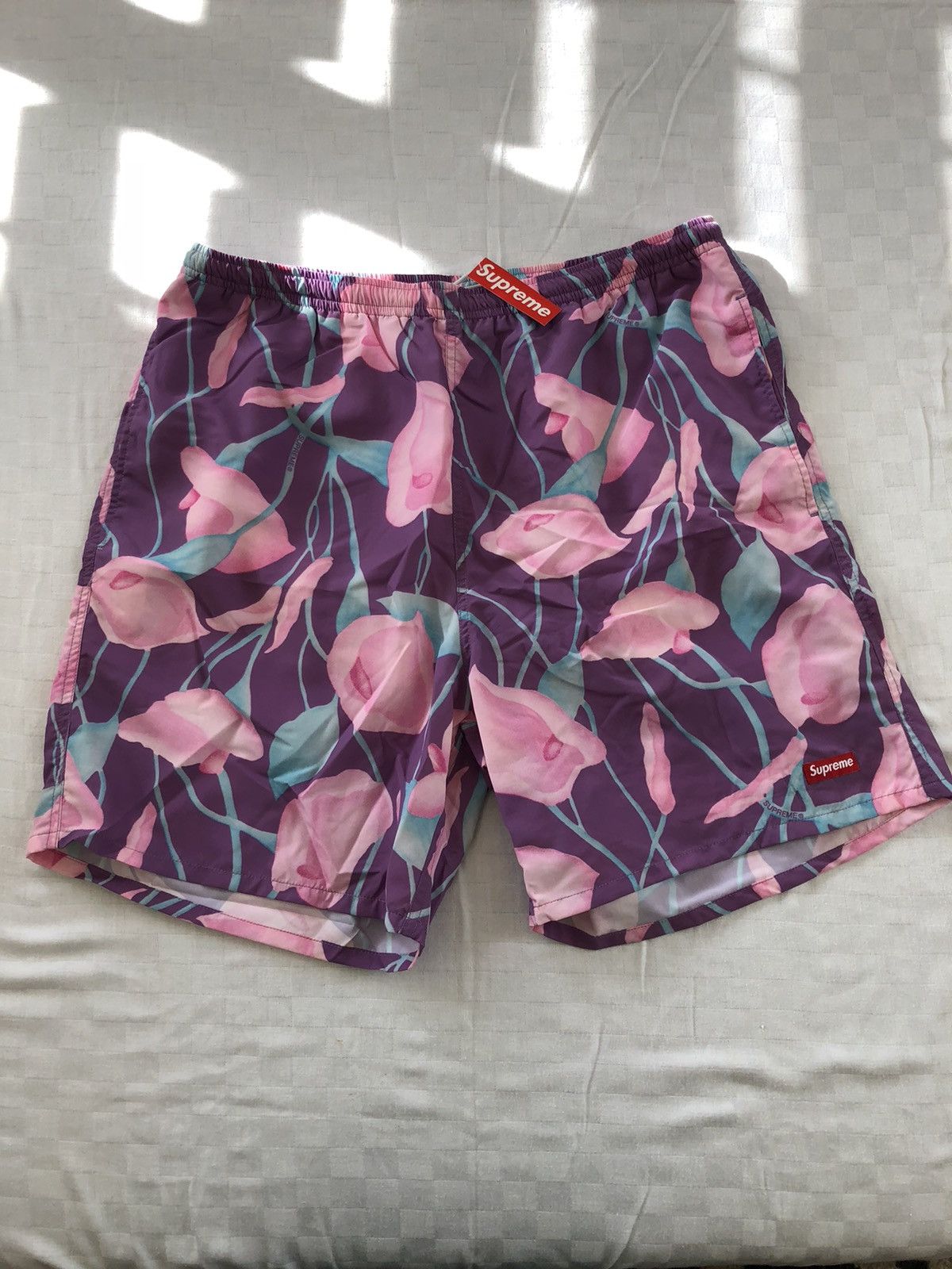 Supreme Nylon Water Short Purple Floral Lily Medium